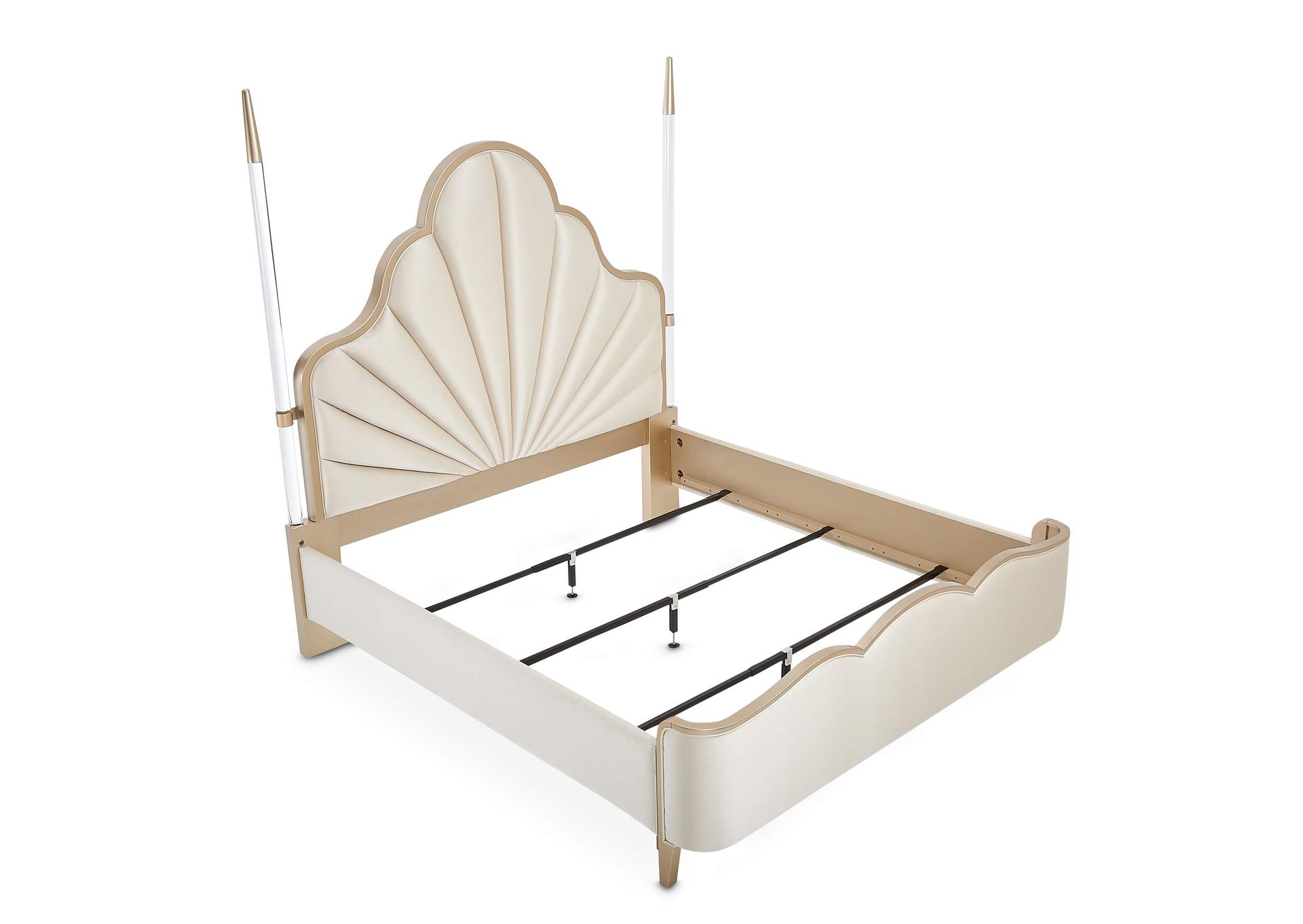 Malibu Crest Eastern King Scalloped Poster Bed - Chardonnay