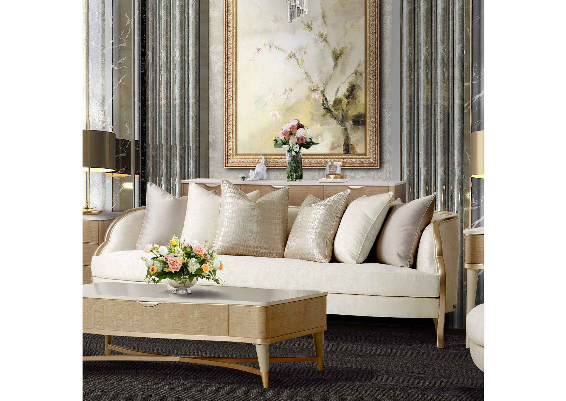 Malibu Crest Sofa - Cloud White and Chardonnay image 4