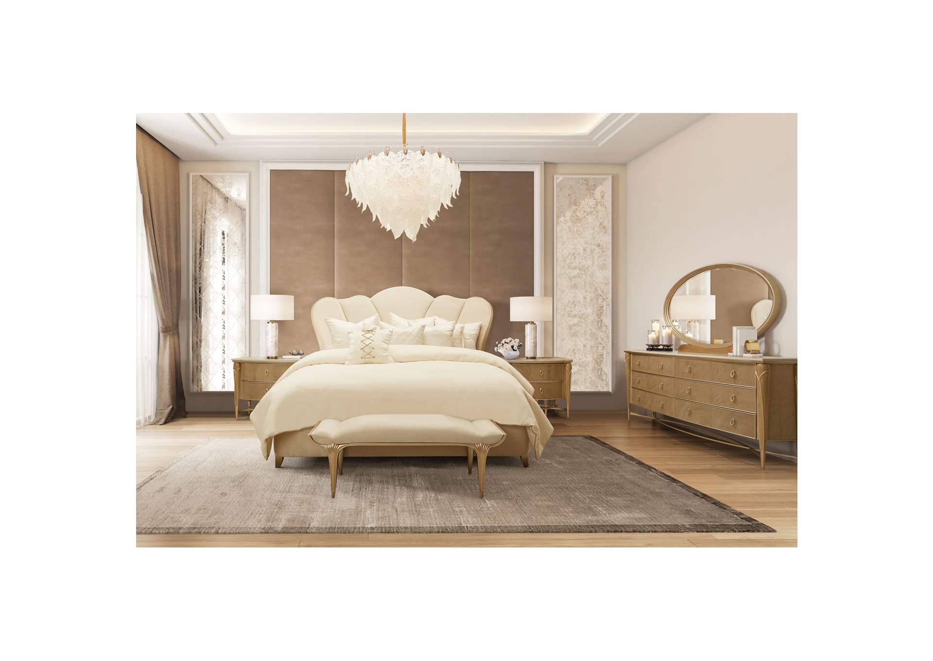 Villa Cherie California King Channel Tufted Bed - Caramel image 7