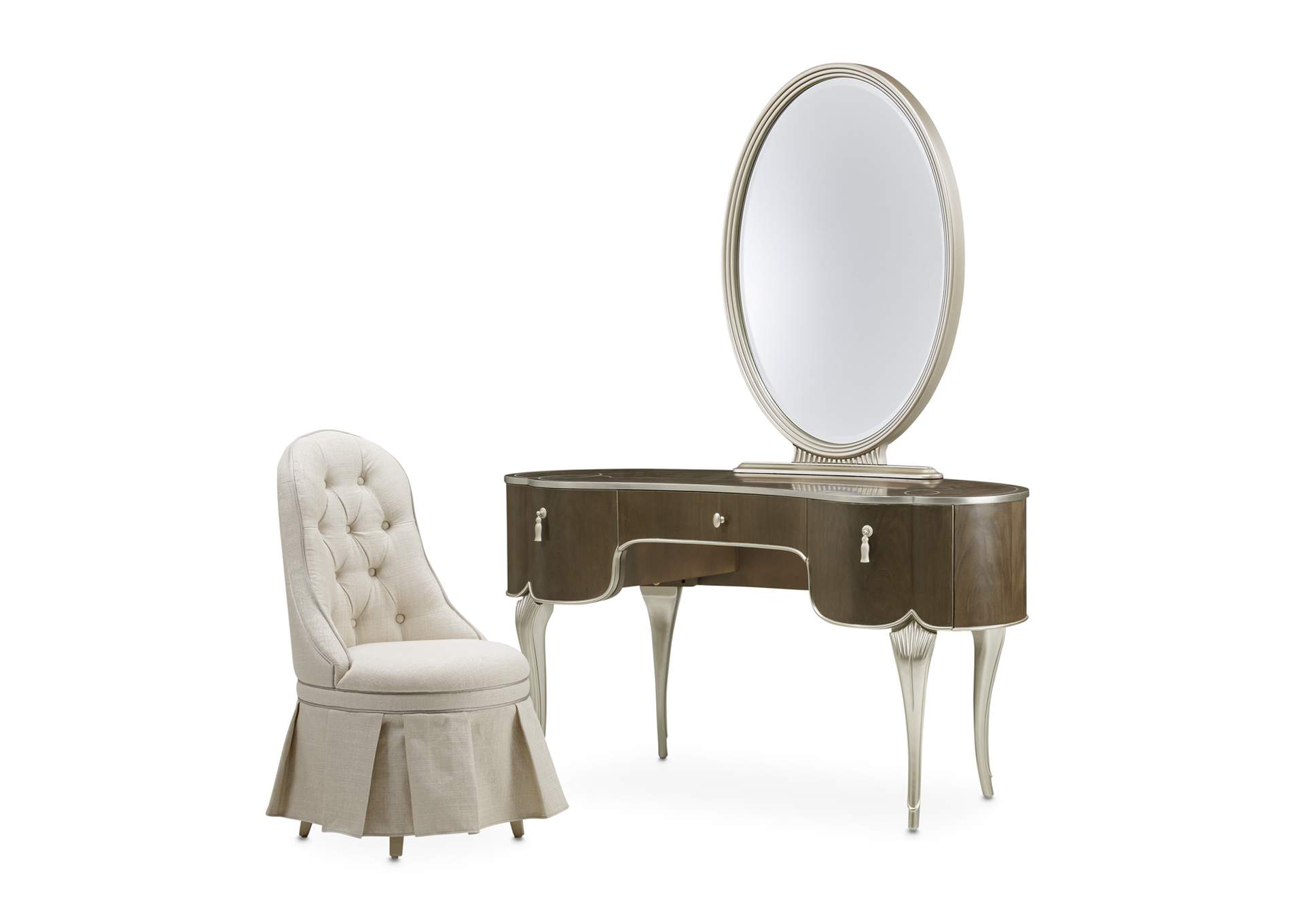 Villa cherie Vanity Set with Mirror & Chair - Hazelnut image 1