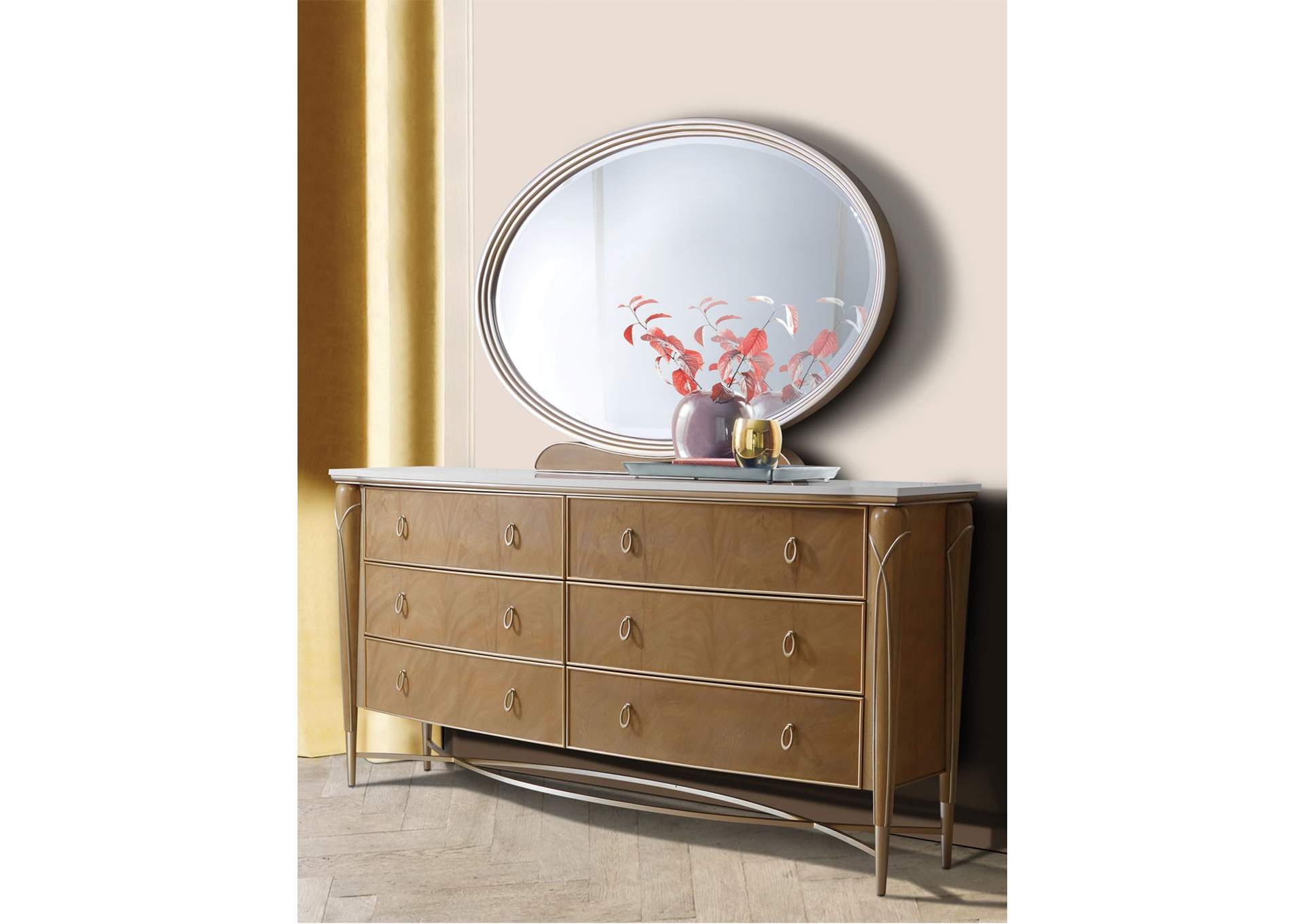 Villa Cherie Dresser and Mirror - Caramel image 10