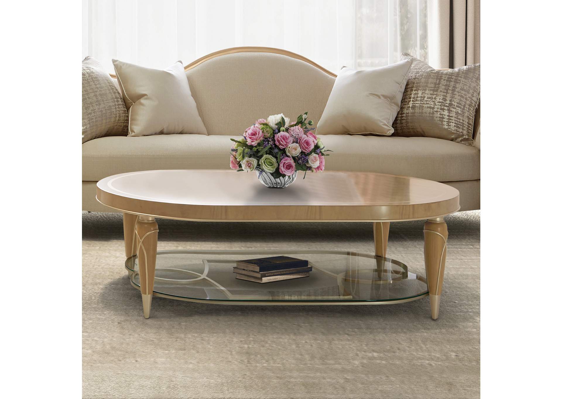 Villa Cherie Oval Cocktail Table - Caramel image 7