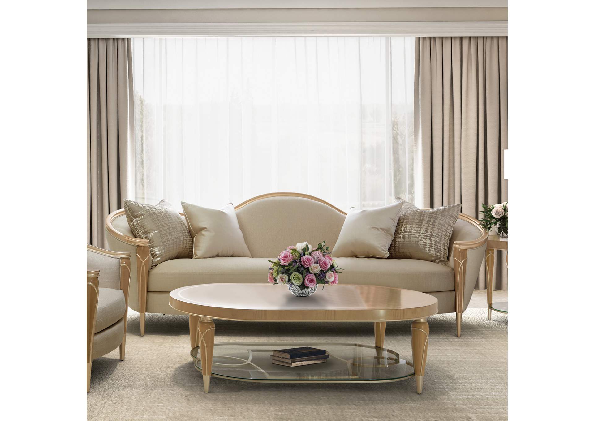 Villa Cherie Sofa - Pearl and Caramel image 9
