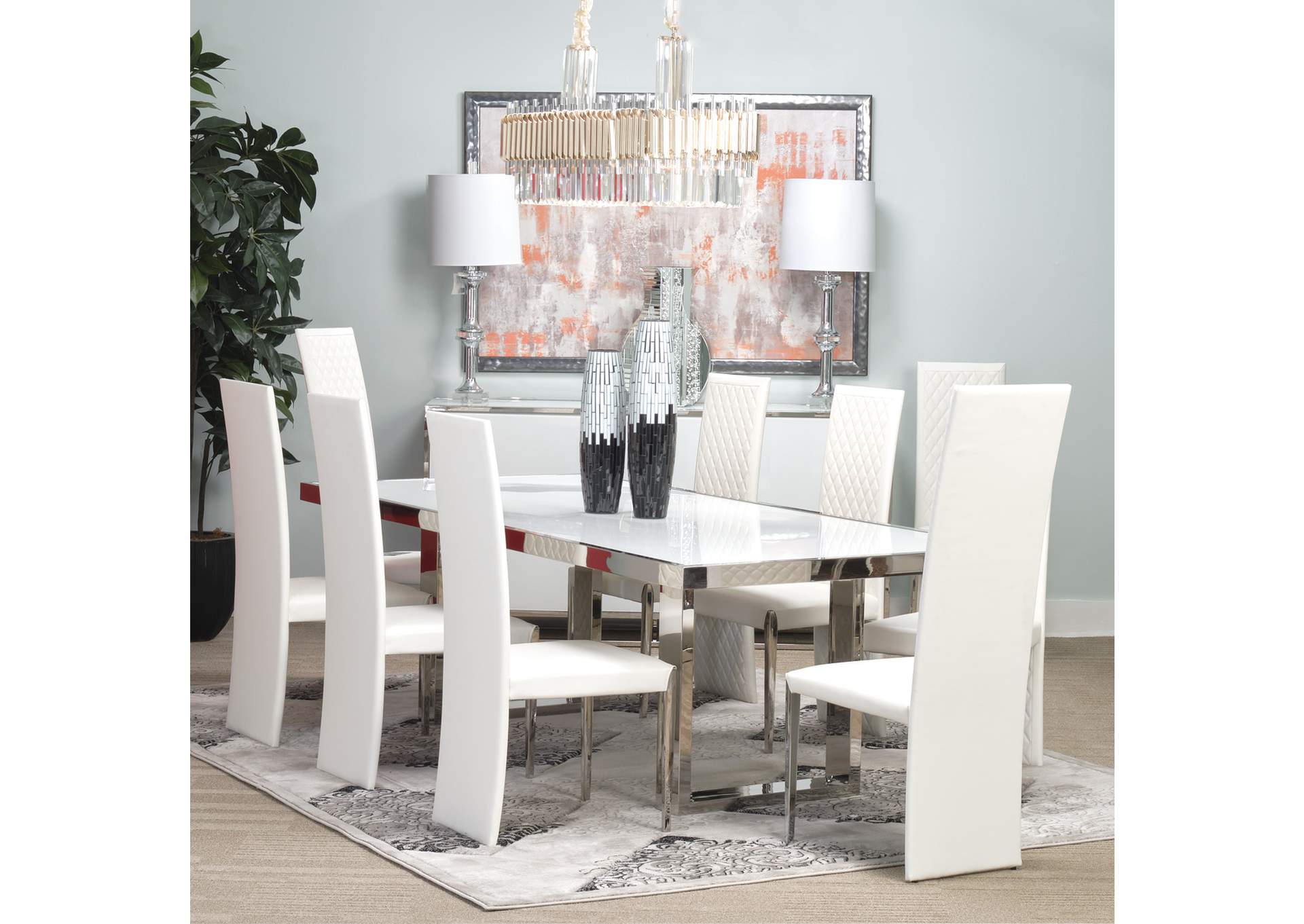 State St. Rectangular Dining Table - Glossy White image 6