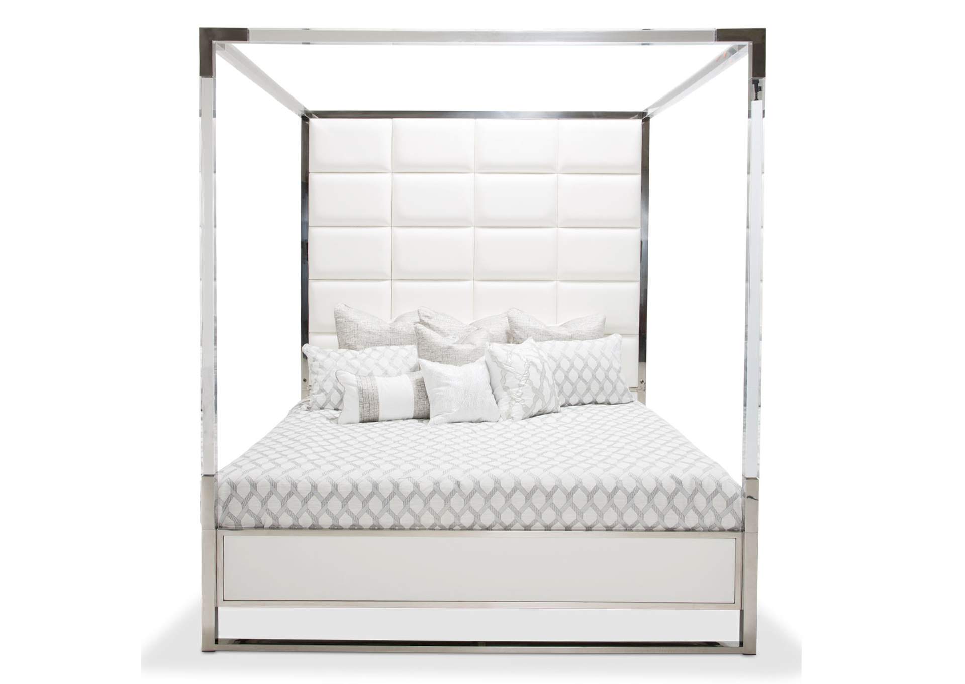 State St. California King Canopy Bed - Satin White image 3