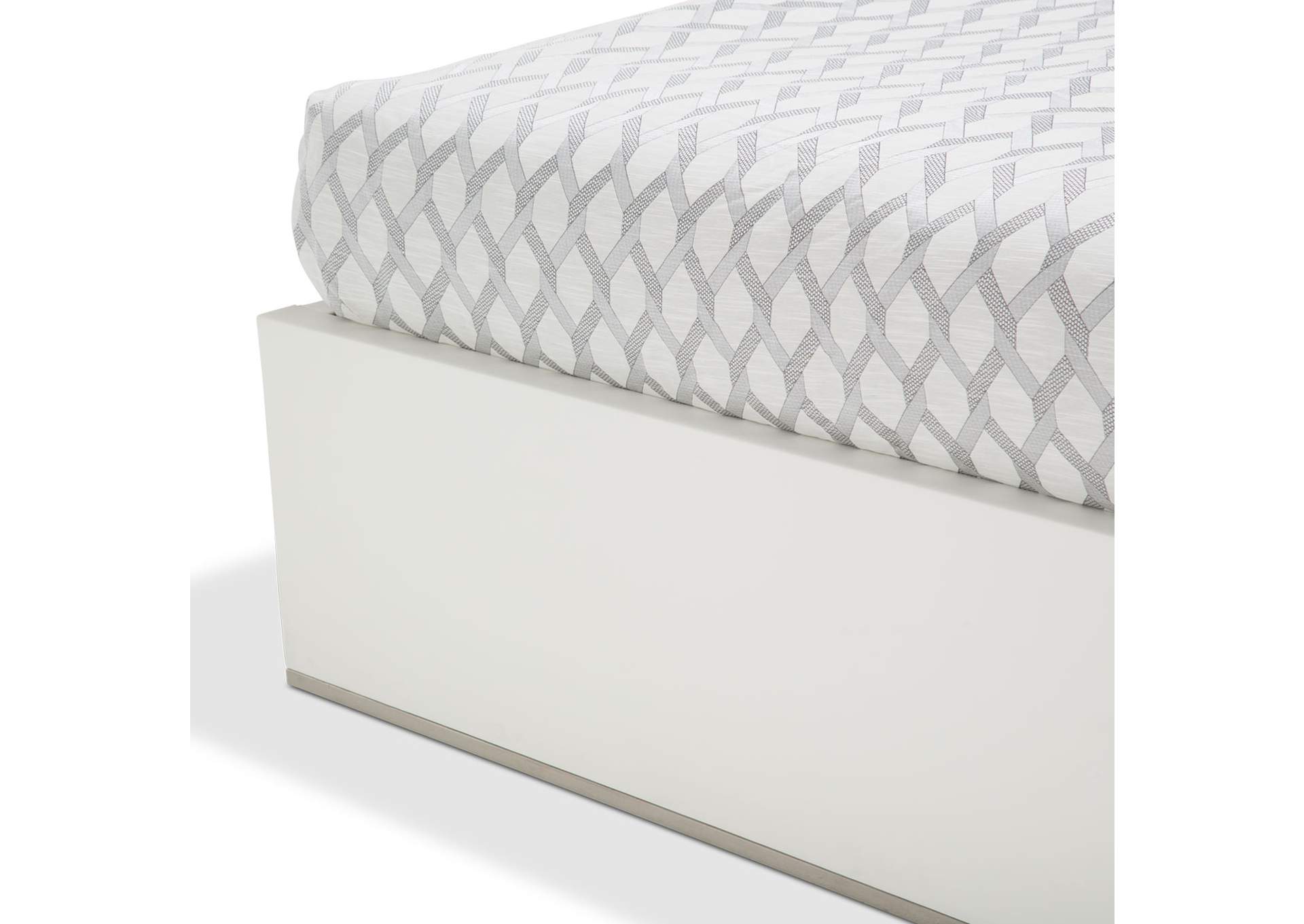 State St. California King Upholstered Panel Bed - Satin White image 3