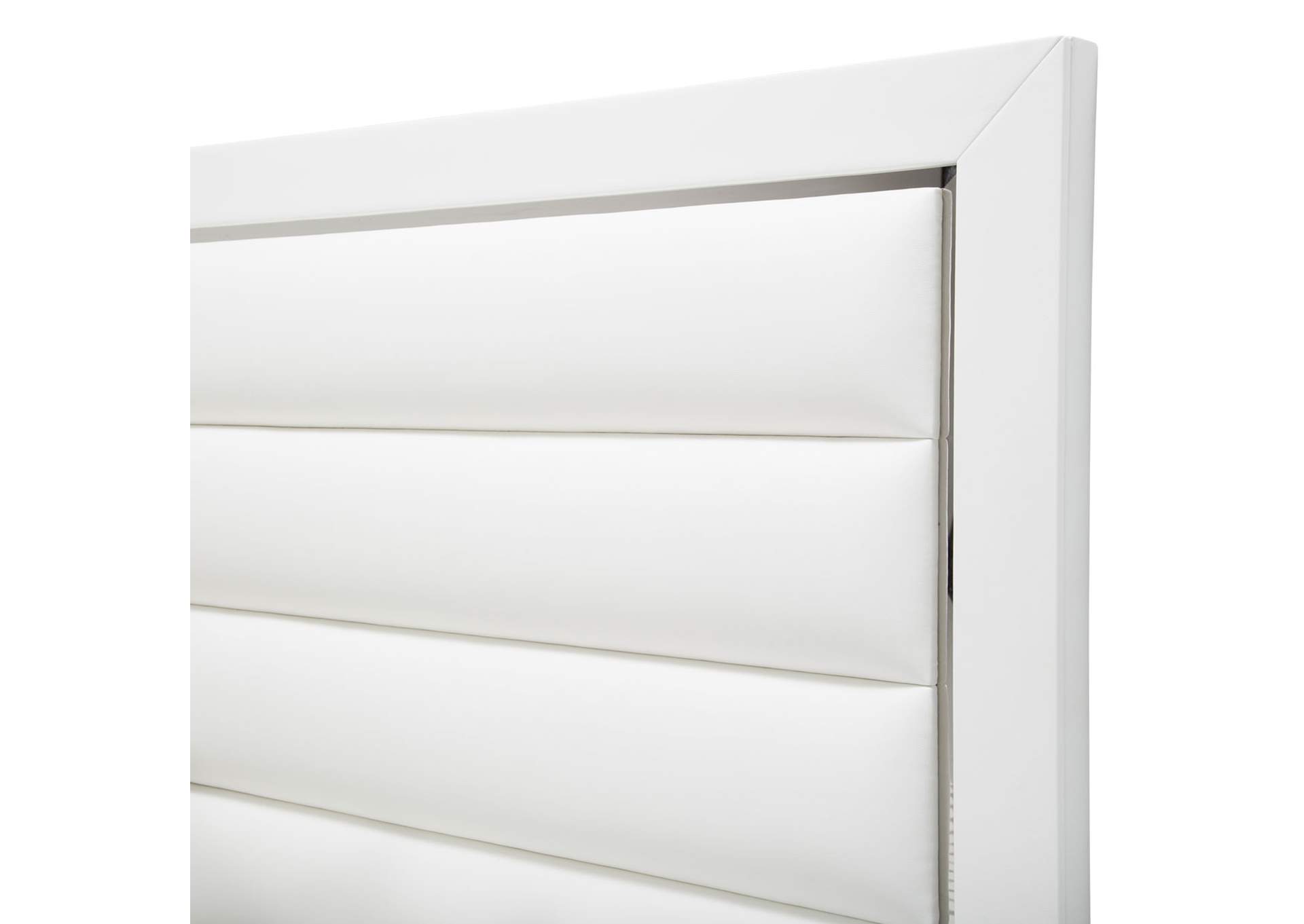 State St. California King Upholstered Panel Bed - Satin White image 4