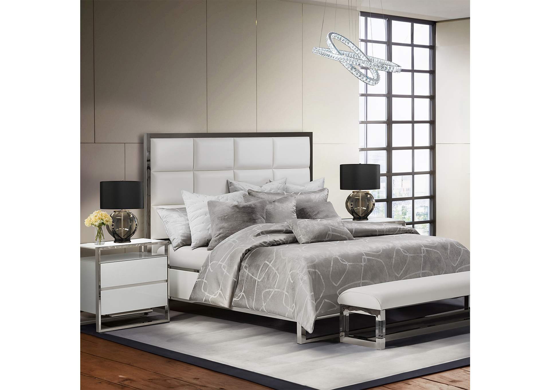State St. Eastern King Short Panel Bed - Satin White image 12