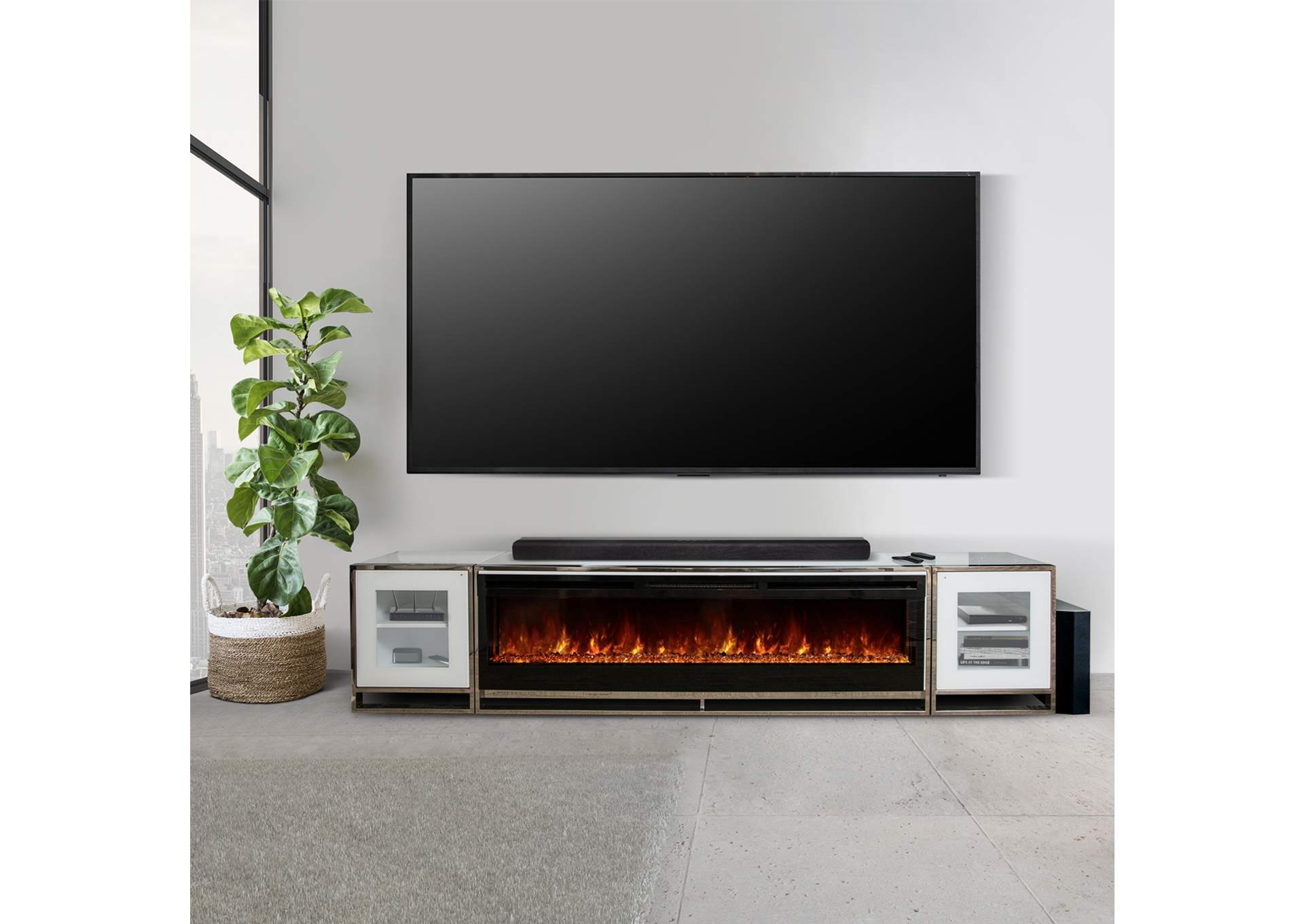 State St. Fireplace with Side Cabinets - Glossy White image 9