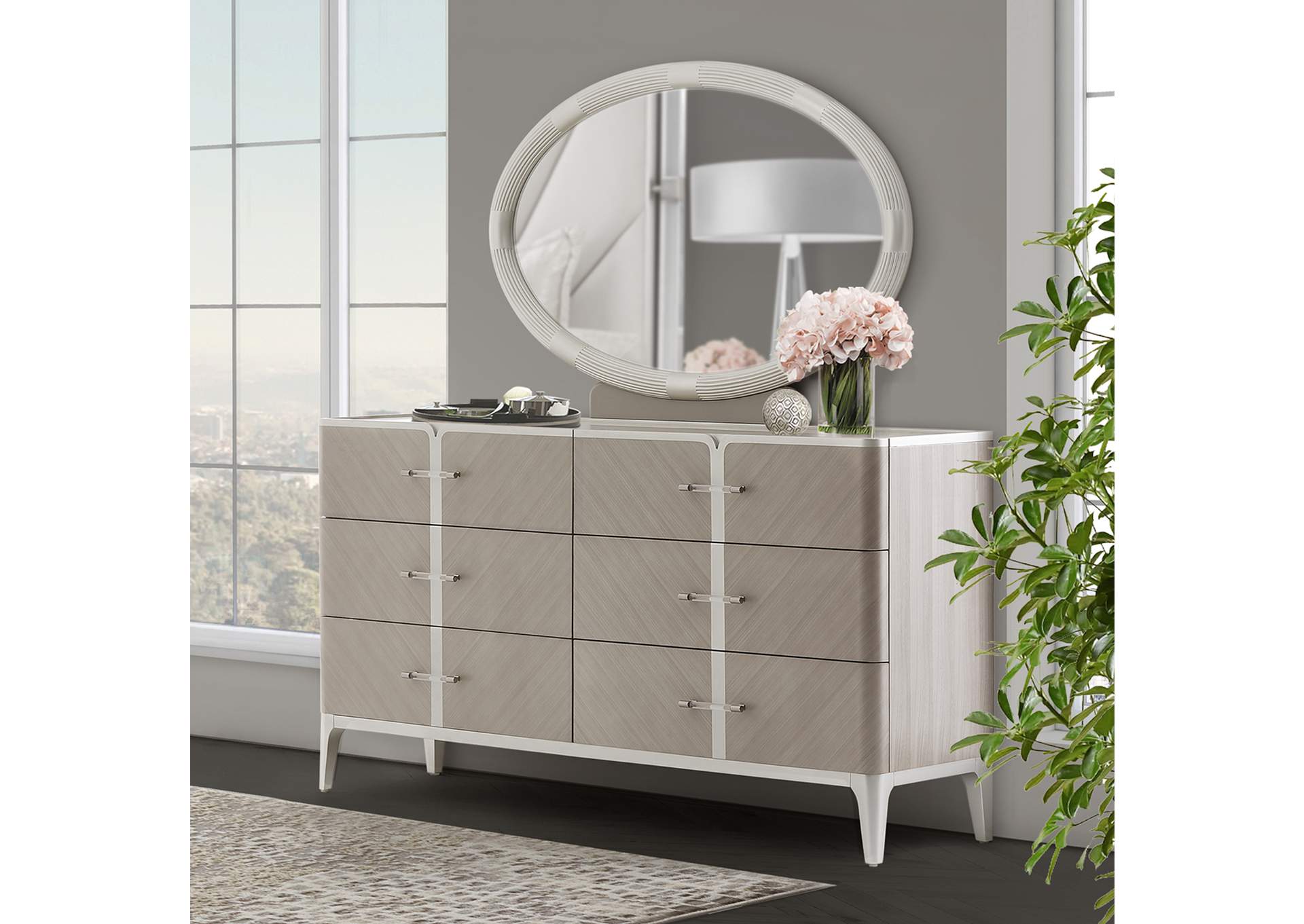 Lanterna Dresser and Mirror - Silver Mist image 10