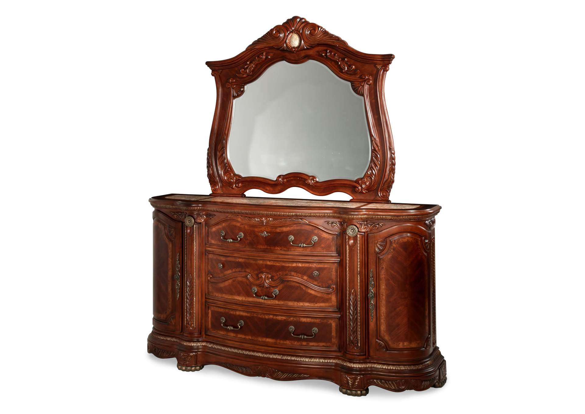 Cortina Dresser and Mirror - Honey Walnut