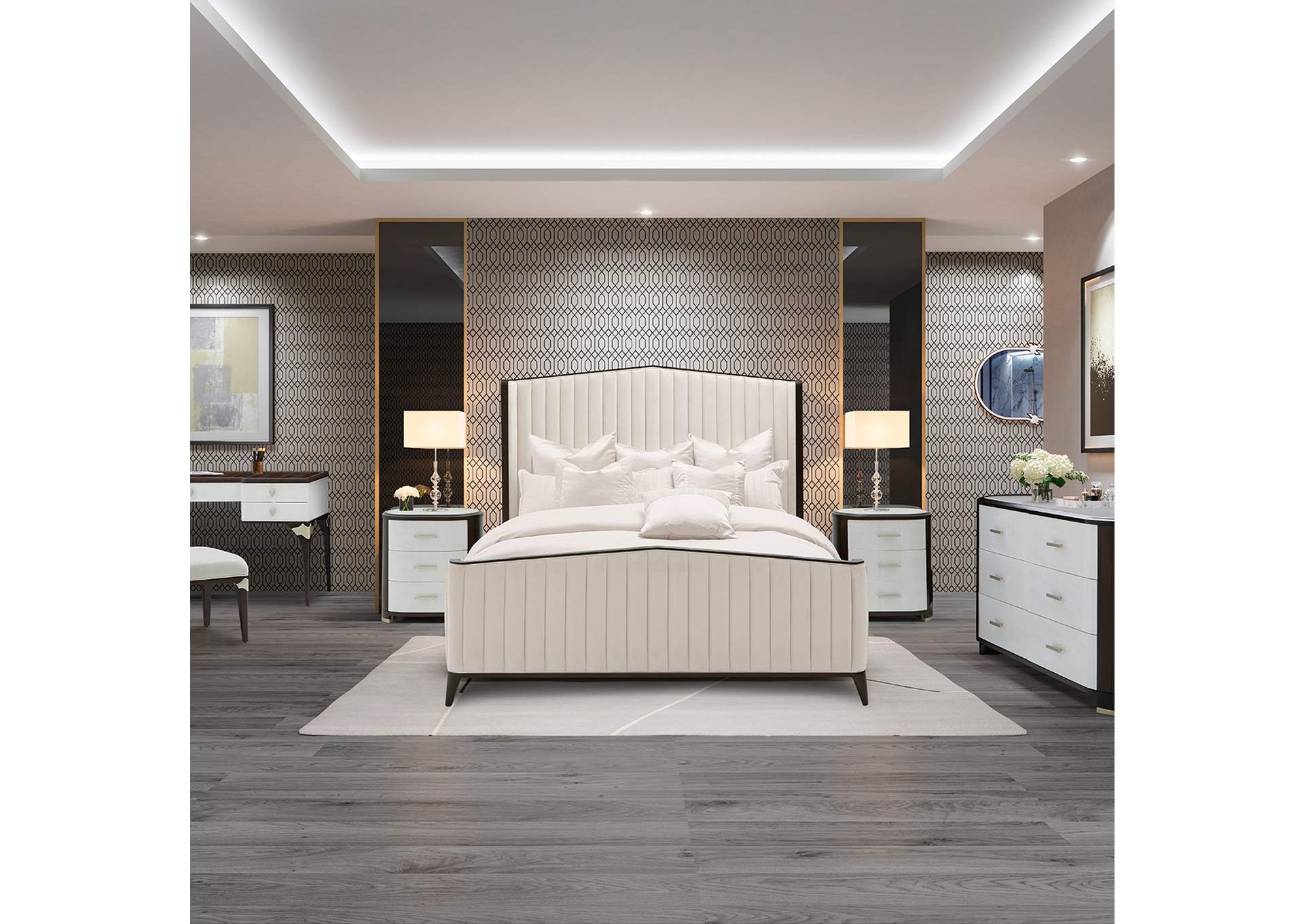 Paris Chic Queen Channel Tufted Panel Bed - Espresso image 3