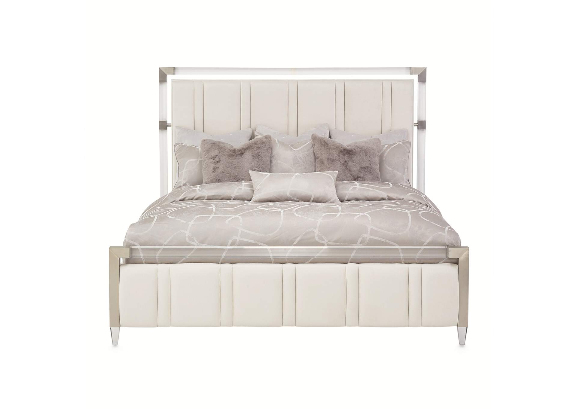 Penthouse Eastern King Short Panel Bed - Ash Gray image 3