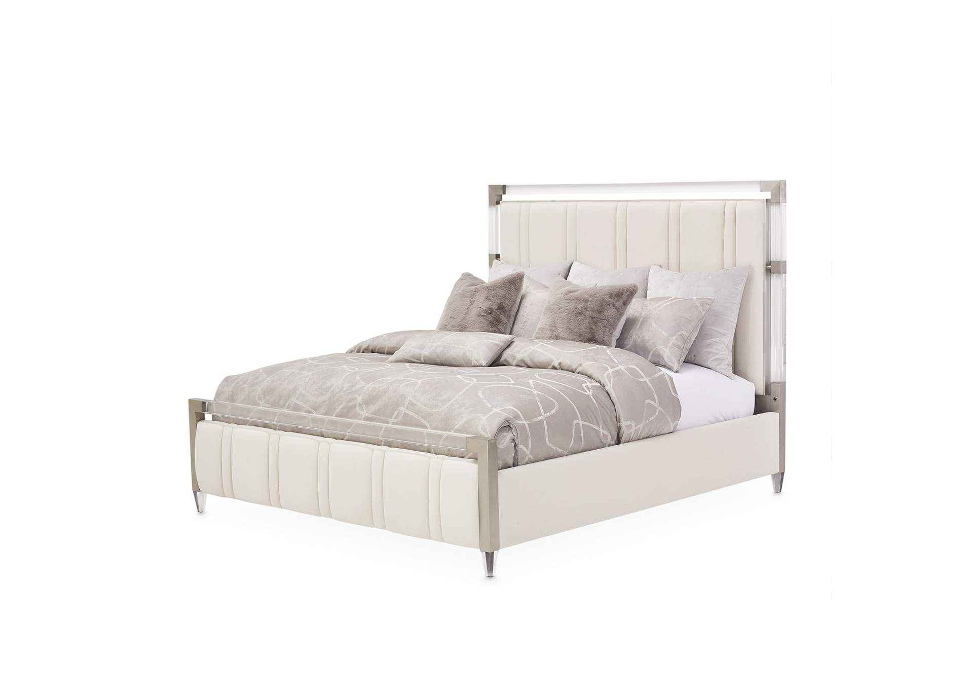 Penthouse Eastern King Short Panel Bed - Ash Gray image 13
