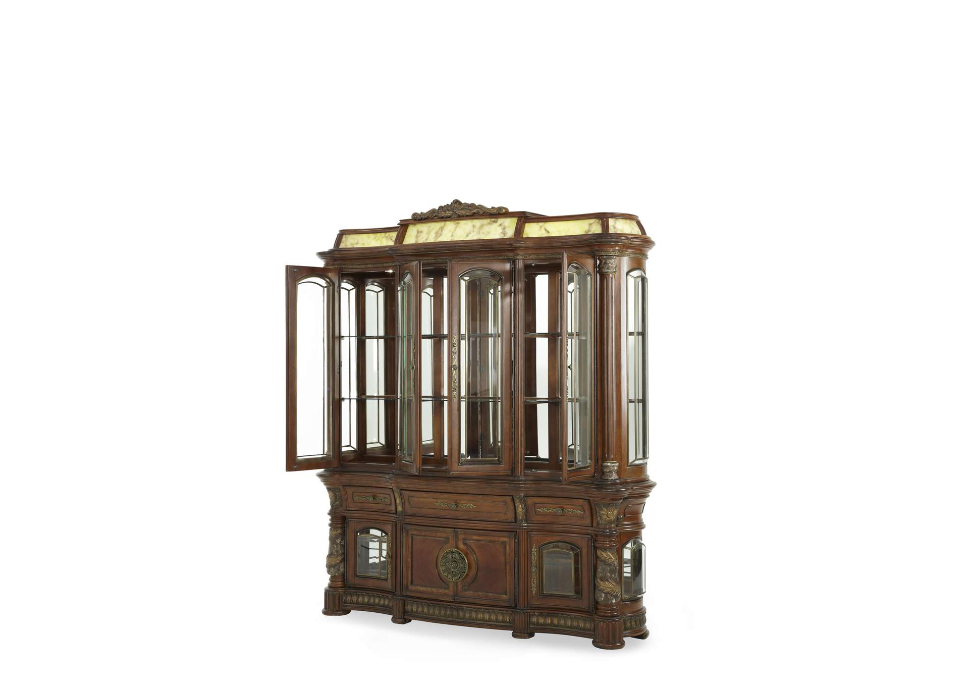 Villa Valencia China Buffet with Lighted Top - Classic Chestnut image 10