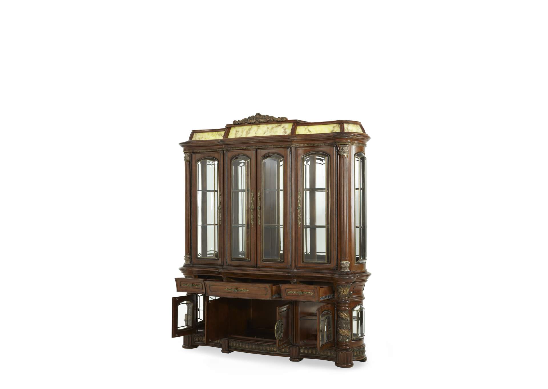 Villa Valencia China Buffet with Lighted Top - Classic Chestnut image 11