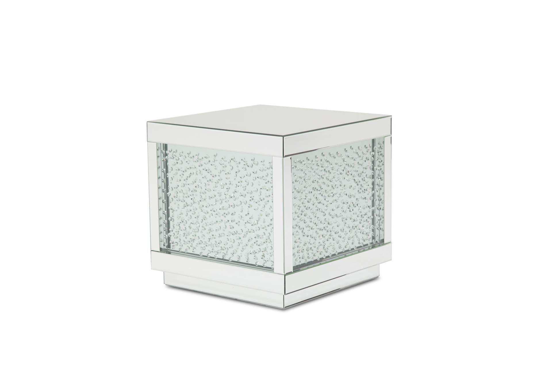 Montreal Silver Mirrored End Table with Crystal image 1
