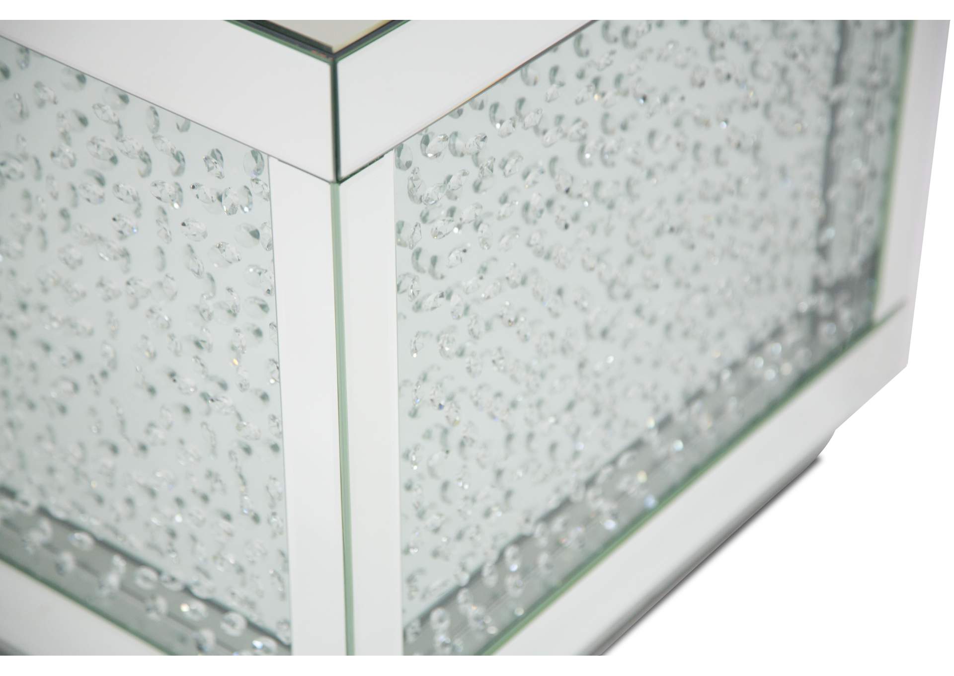 Montreal Silver Mirrored End Table with Crystal image 4