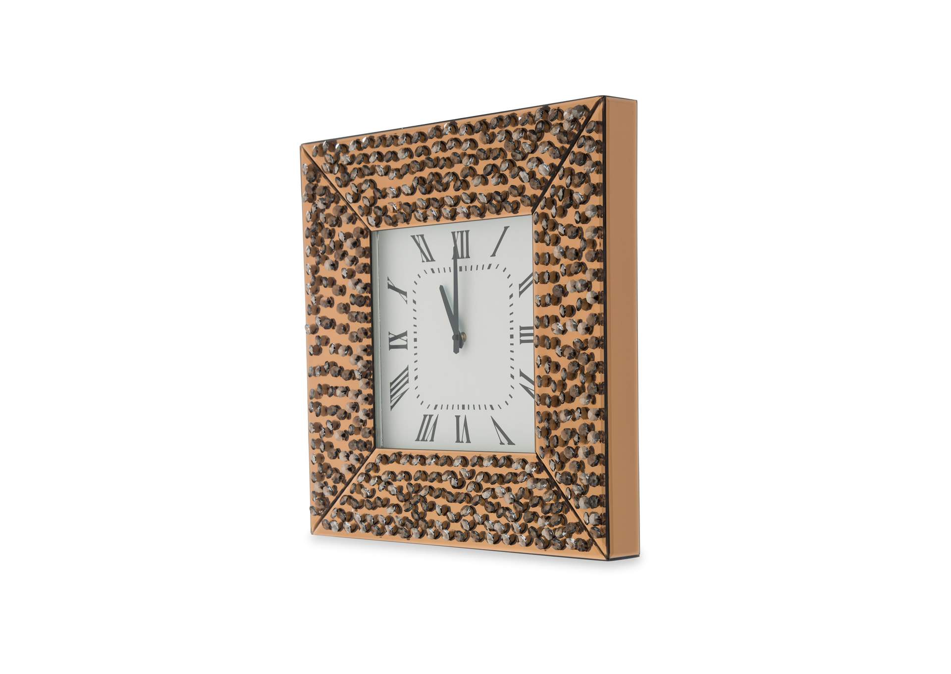 Montreal Square Wall Clock with Crystal Accents - Bronze image 1