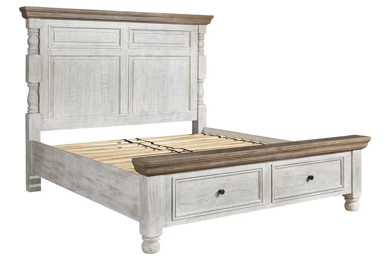 Havalance California King Poster Bed with 2 Storage Drawers
