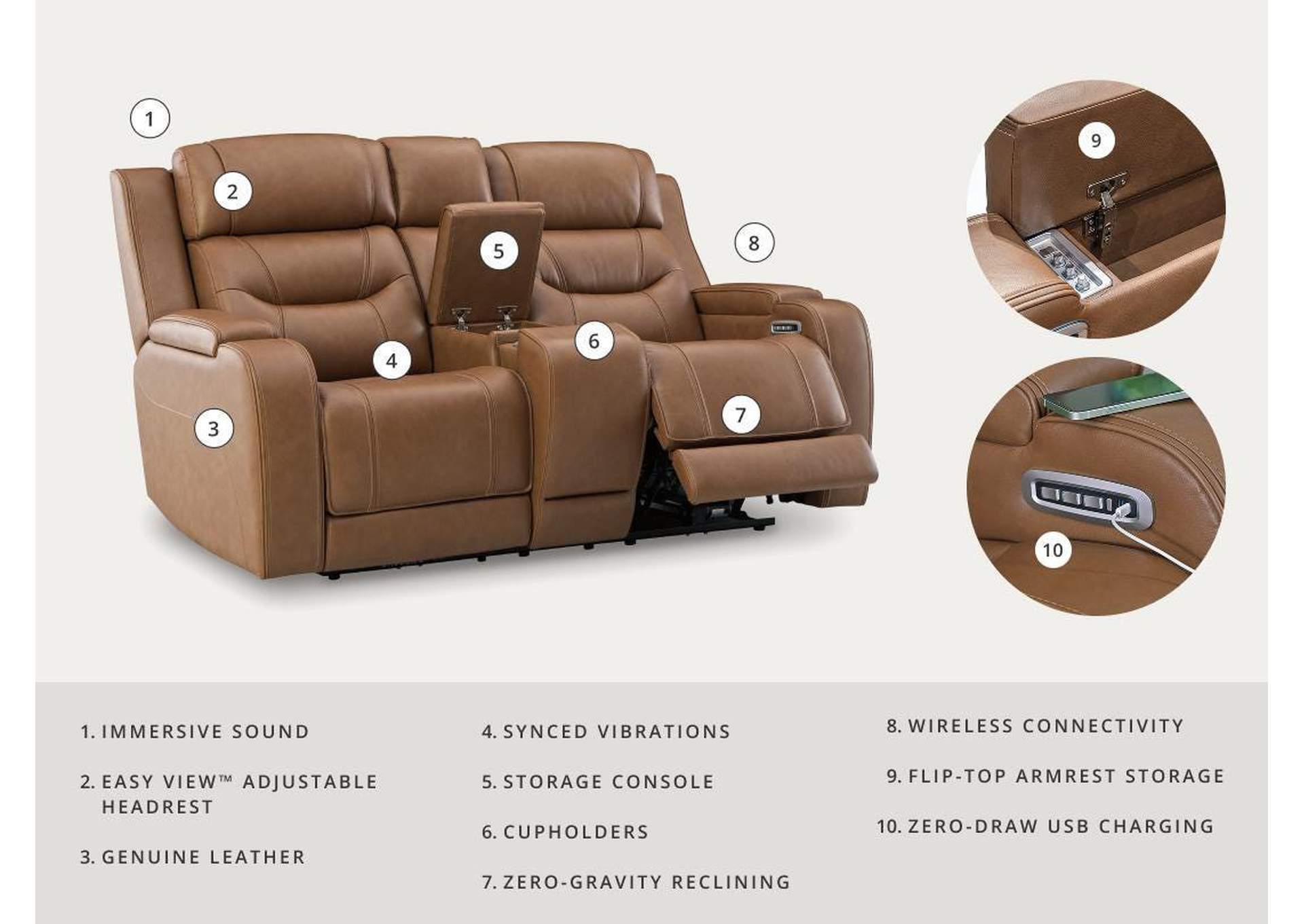 Dreamer Power Reclining Loveseat with Audio Seating image 4