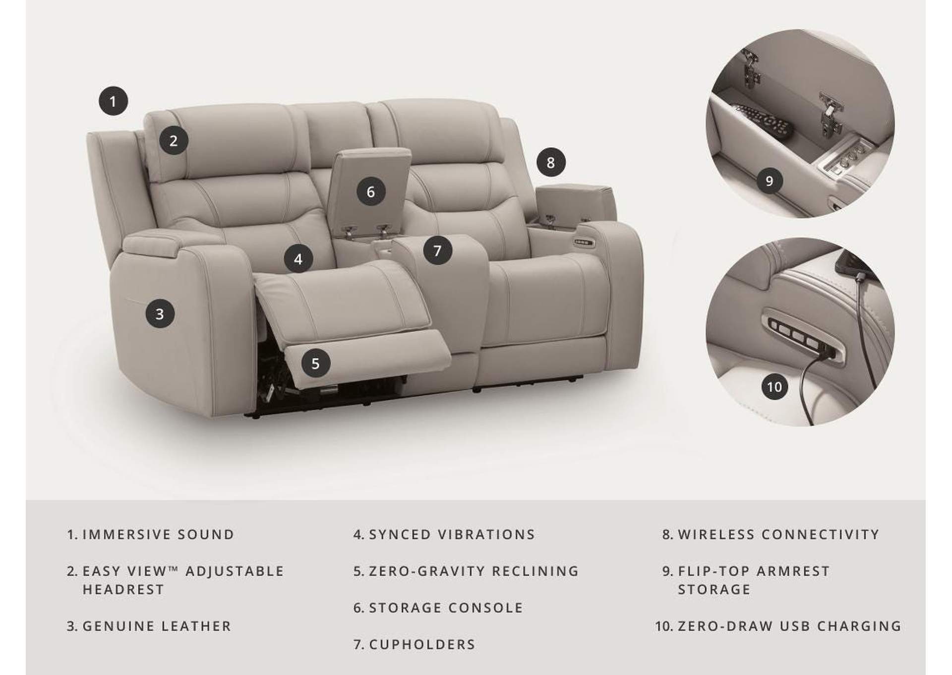 Dreamer Power Reclining Loveseat with Audio Seating image 4