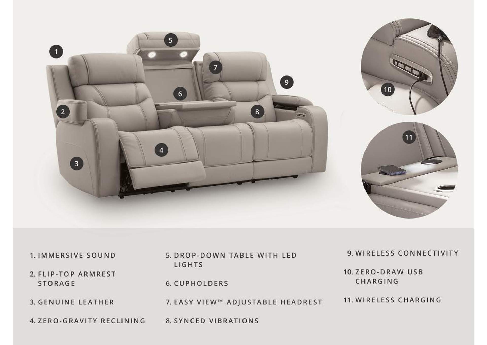 Dreamer Power Reclining Sofa with Audio Seating image 4