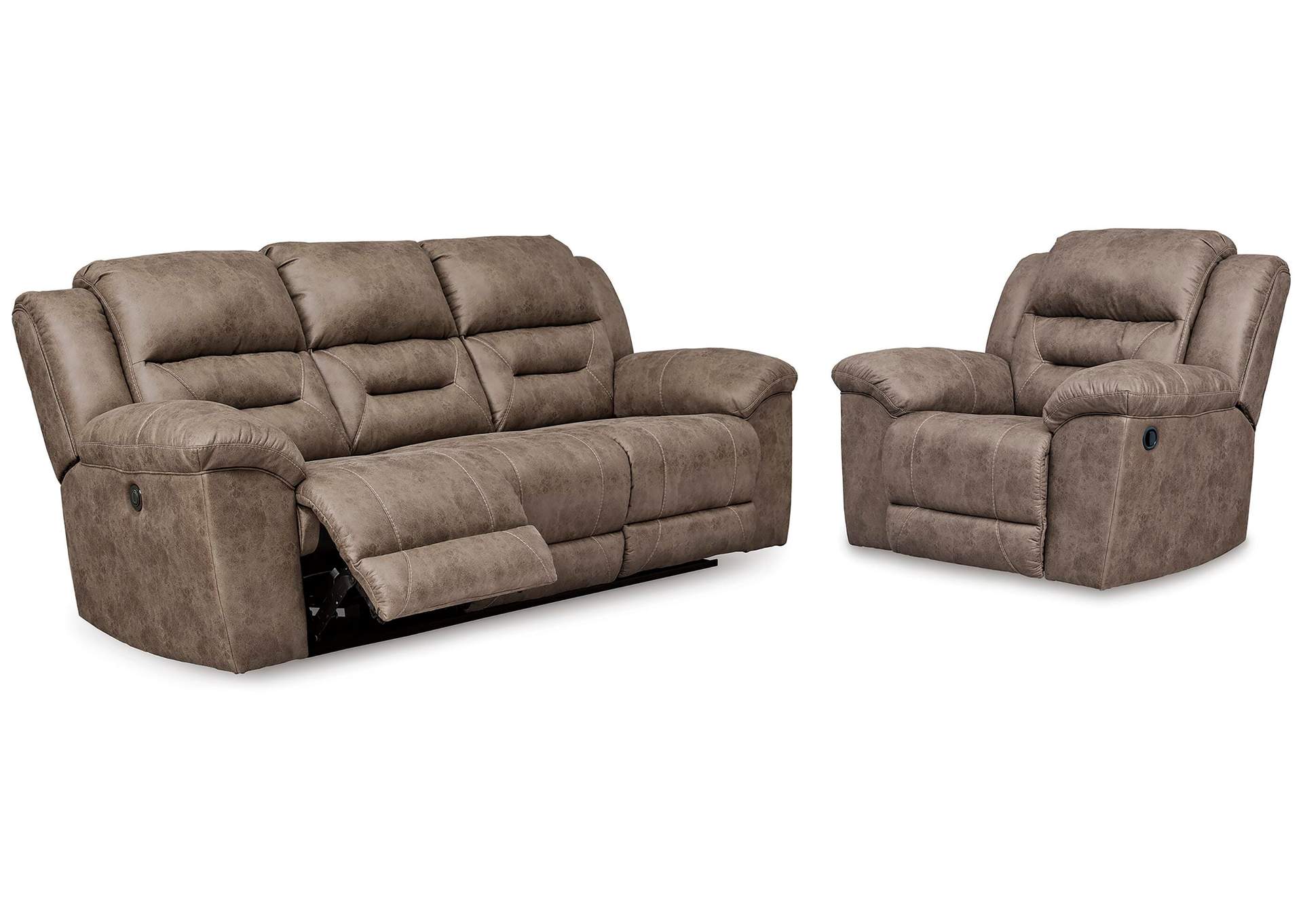 Stoneland Power Reclining Sofa and Manual Recliner image 1