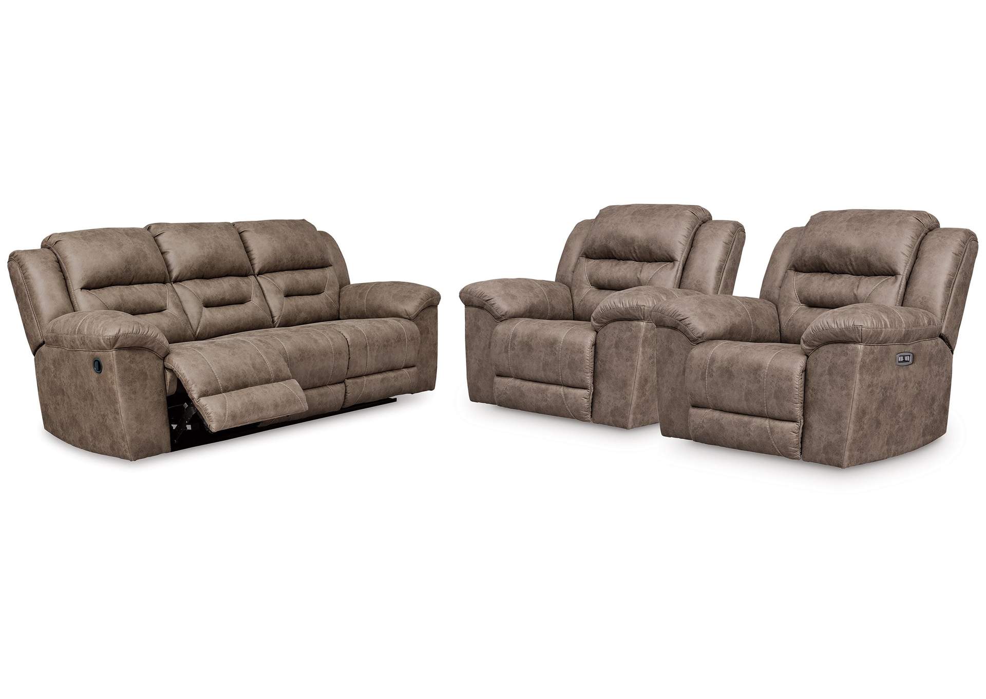 Stoneland Reclining Sofa and 2 Power Recliners image 1