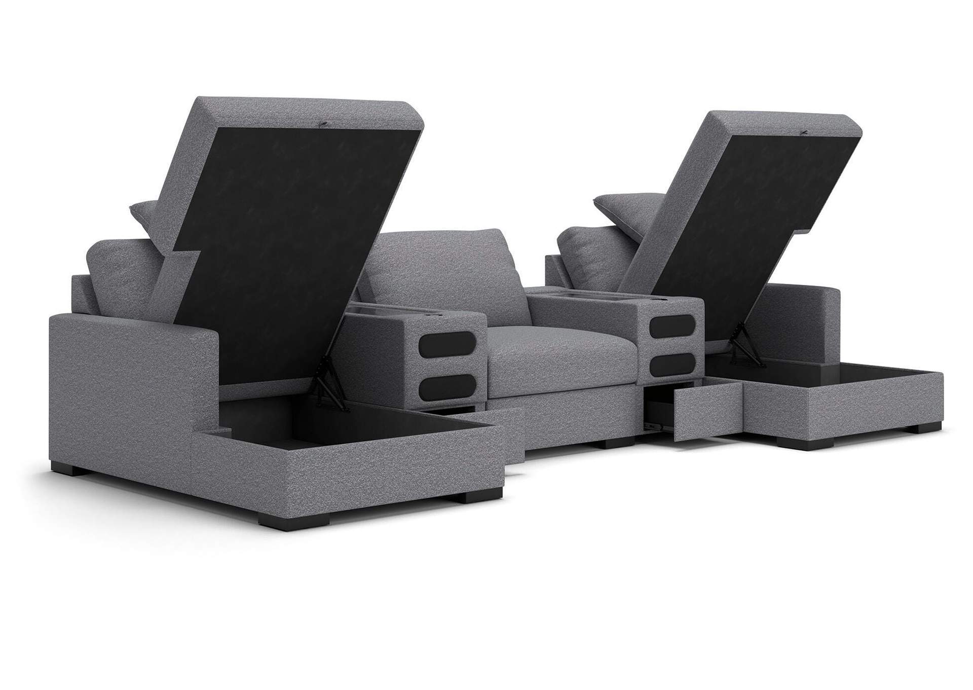 Omaha by Ashley 5-Piece Double Storage Chaise Sectional with Audio Consoles image 2