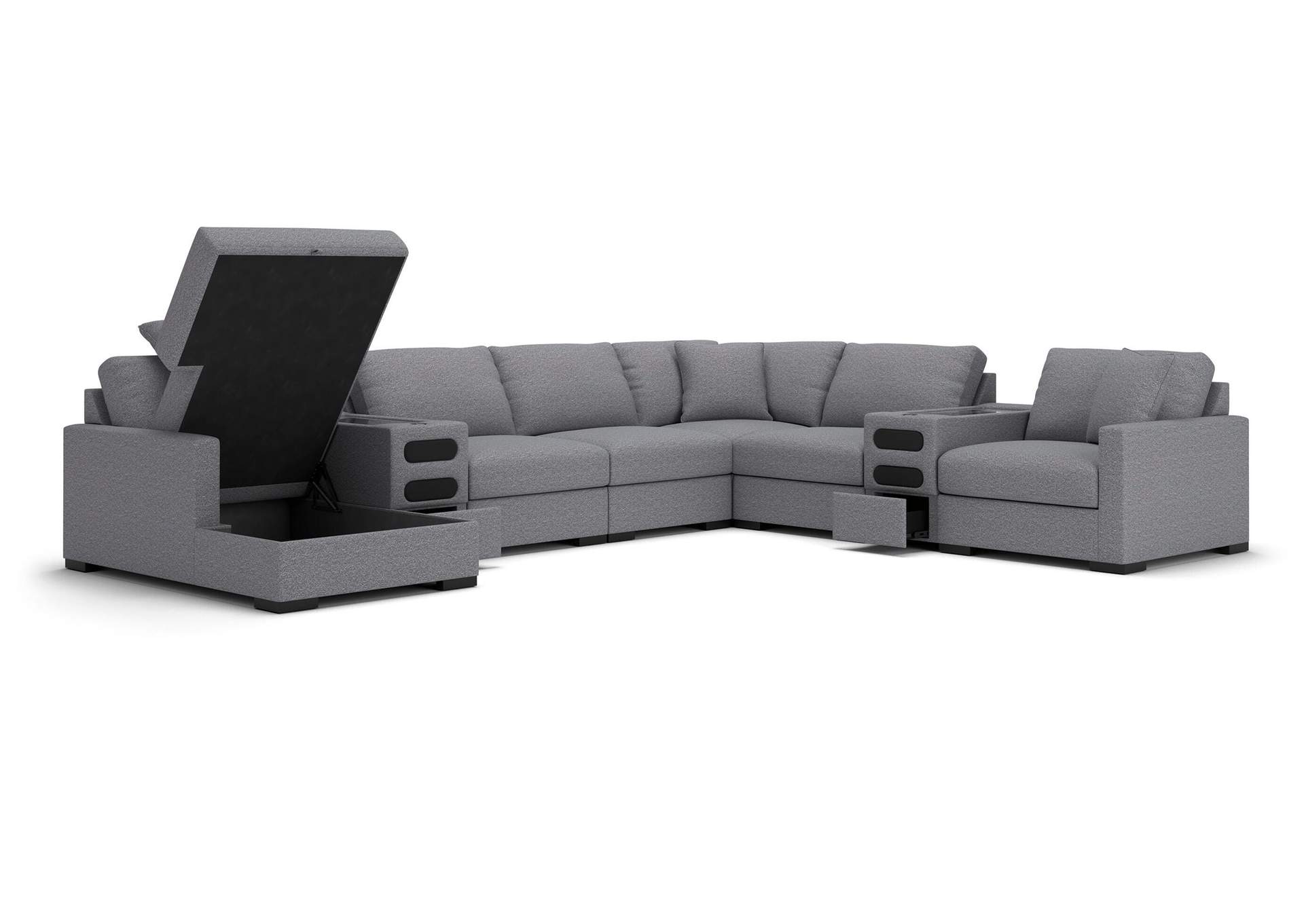 Omaha by Ashley 8-Piece Sectional with Storage Chaise and Audio Consoles image 2
