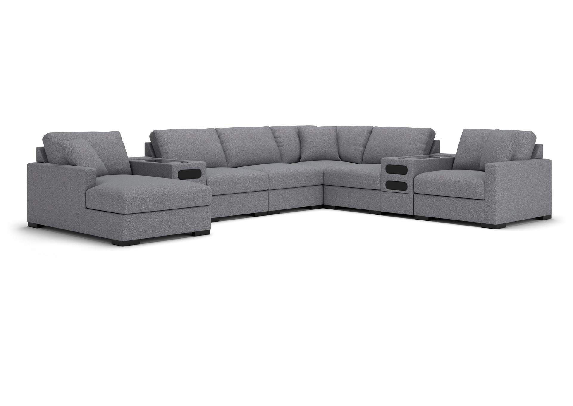 Omaha by Ashley 8-Piece Sectional with Storage Chaise and Audio Consoles image 1