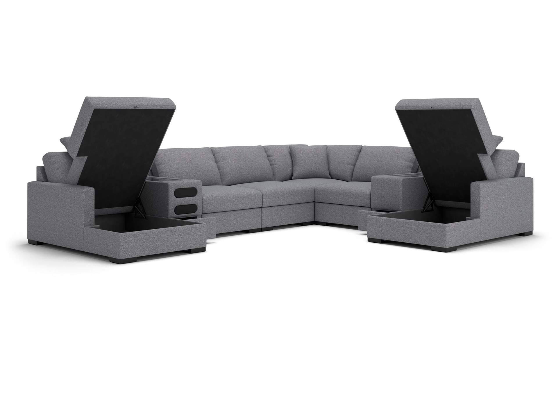 Omaha by Ashley 8-Piece Double Storage Chaise Sectional with Audio and Storage Consoles image 2