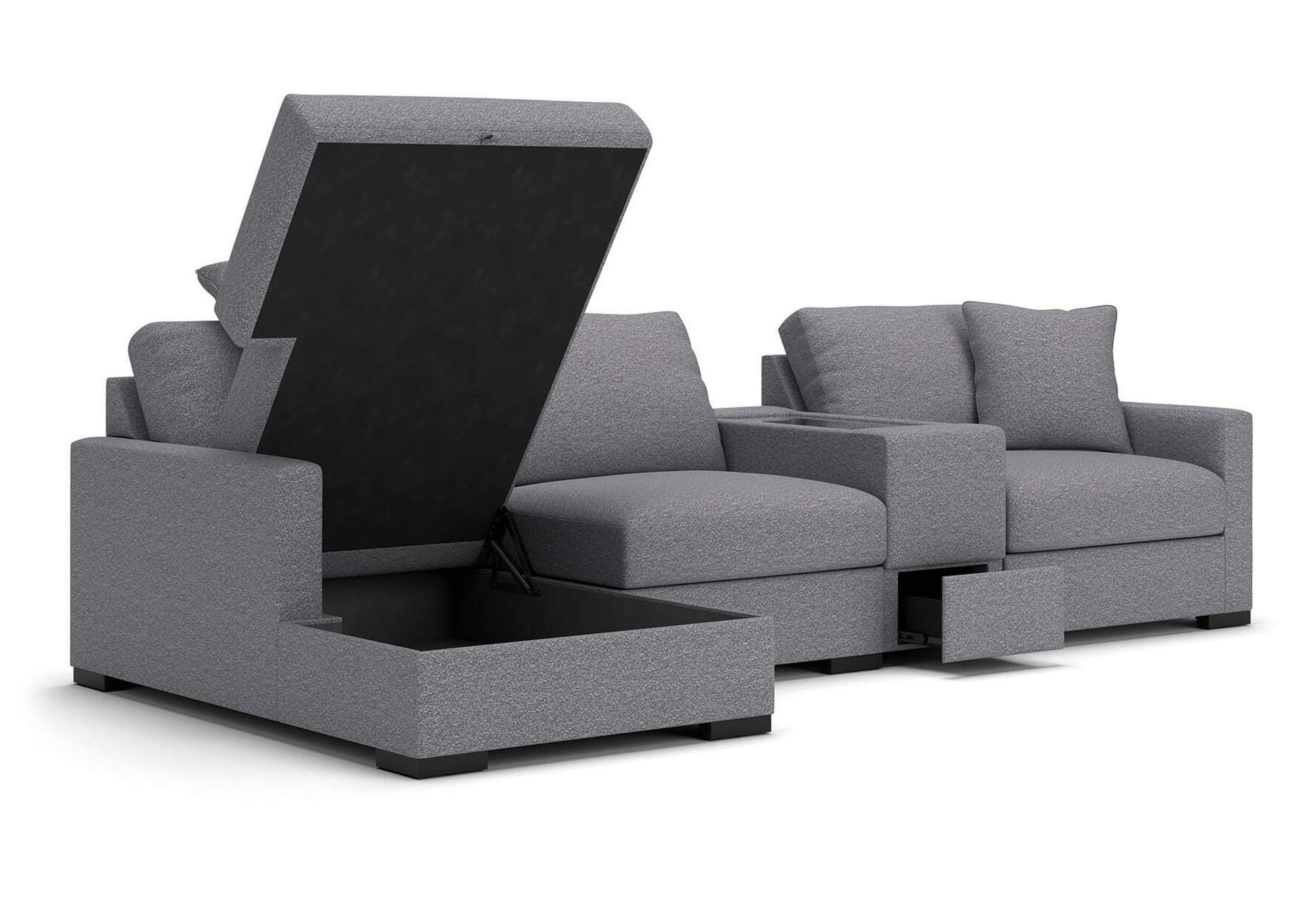 Omaha by Ashley 4-Piece Sectional with Storage Chaise and Storage Console image 3