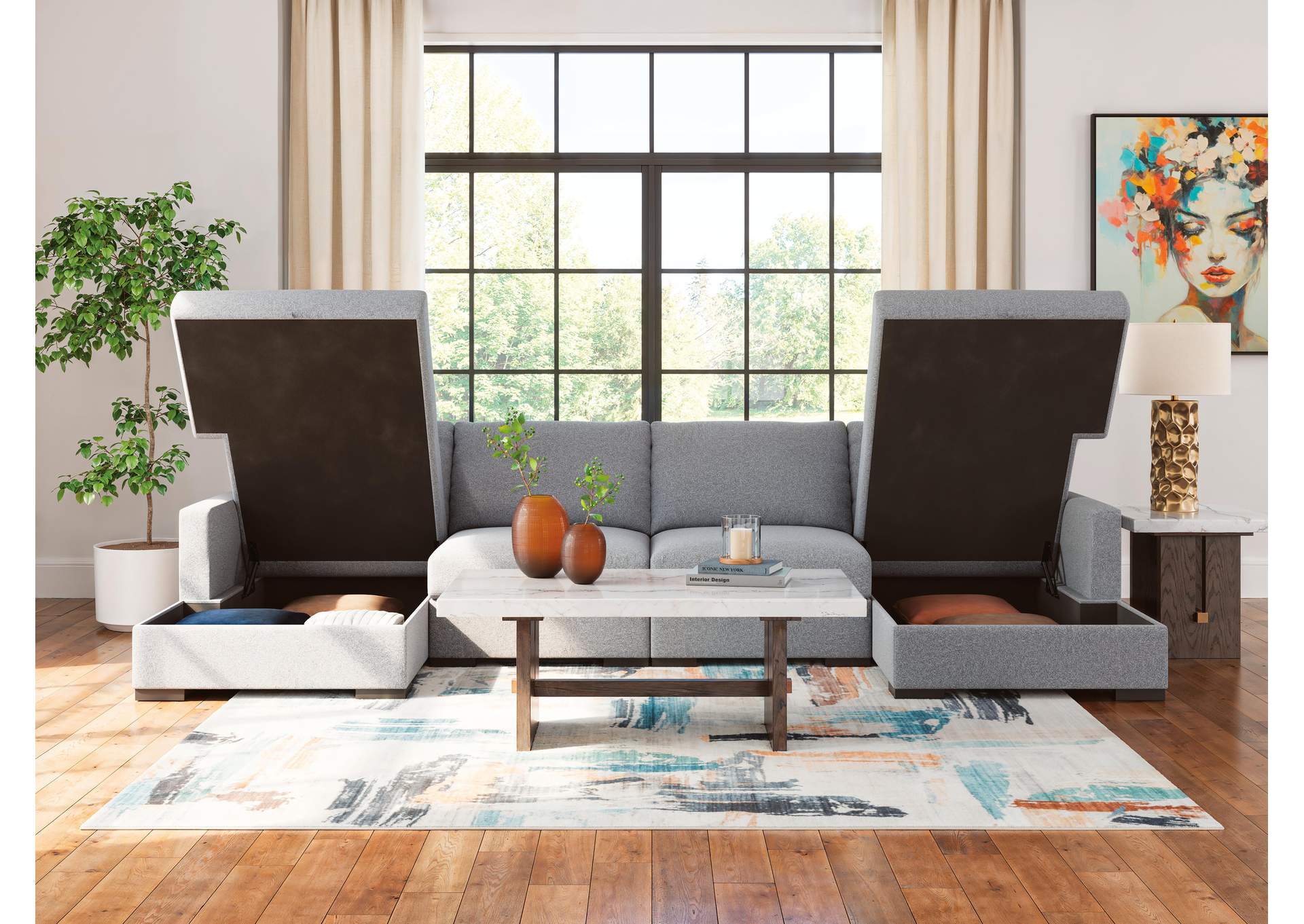 Omaha by Ashley 4-Piece Double Storage Chaise Sectional image 5