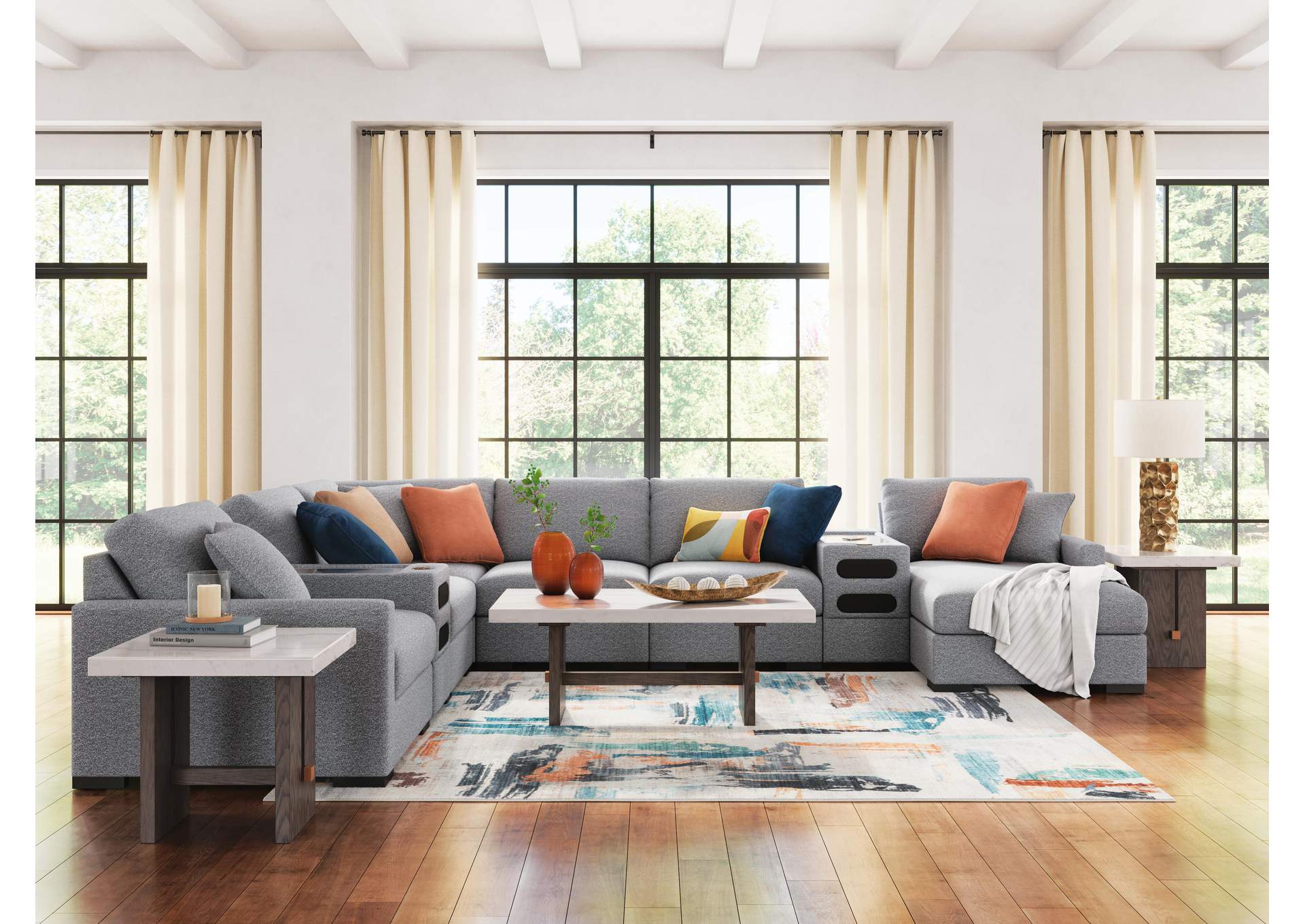 Omaha by Ashley 8-Piece Sectional with Audio System and Chaise image 3