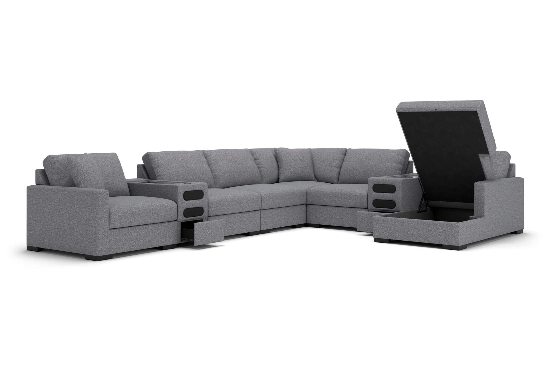 Omaha by Ashley 8-Piece Sectional with Storage Chaise and Audio Consoles image 3