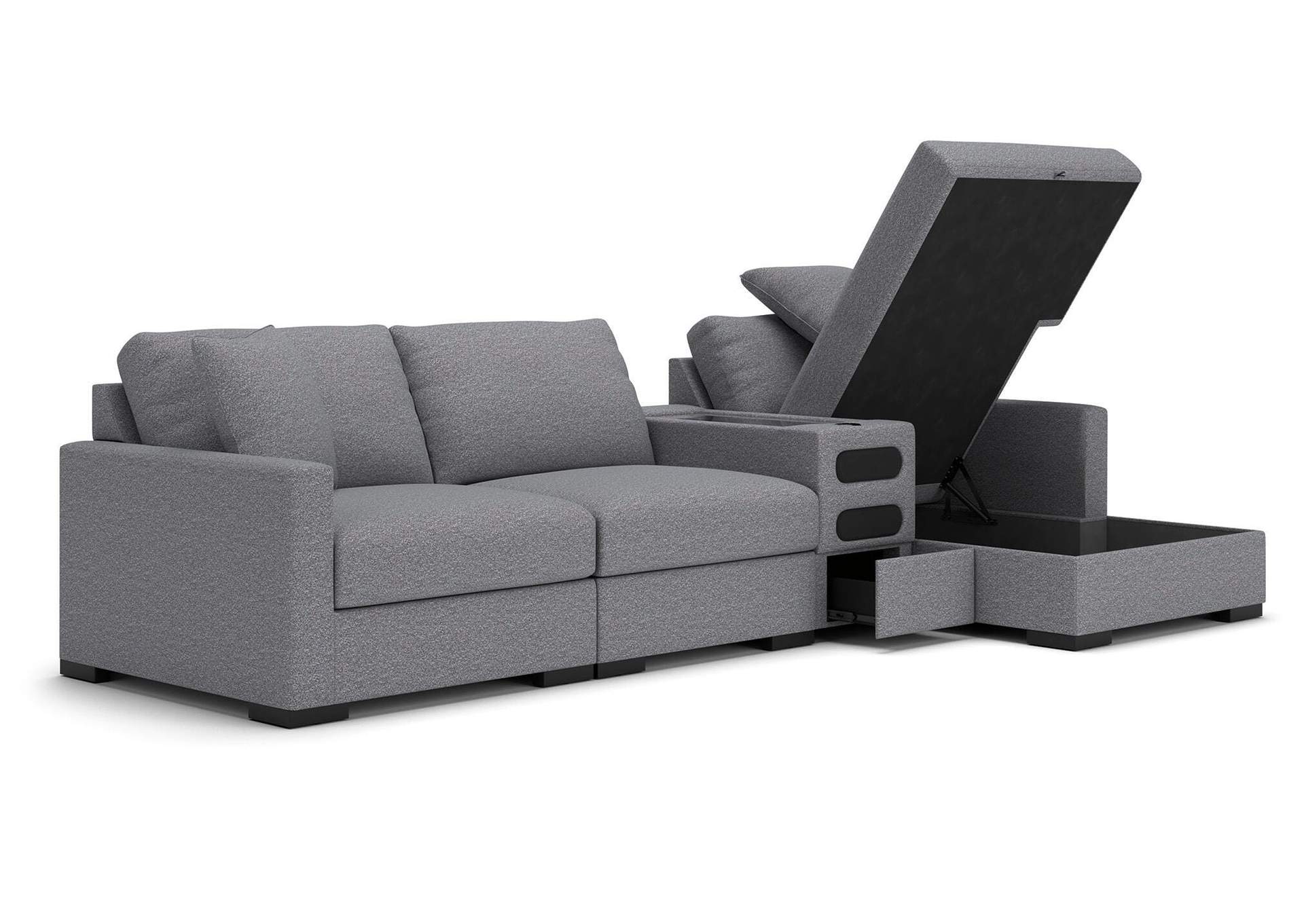 Omaha by Ashley 4-Piece Sectional with Storage Chaise and Audio Console image 3