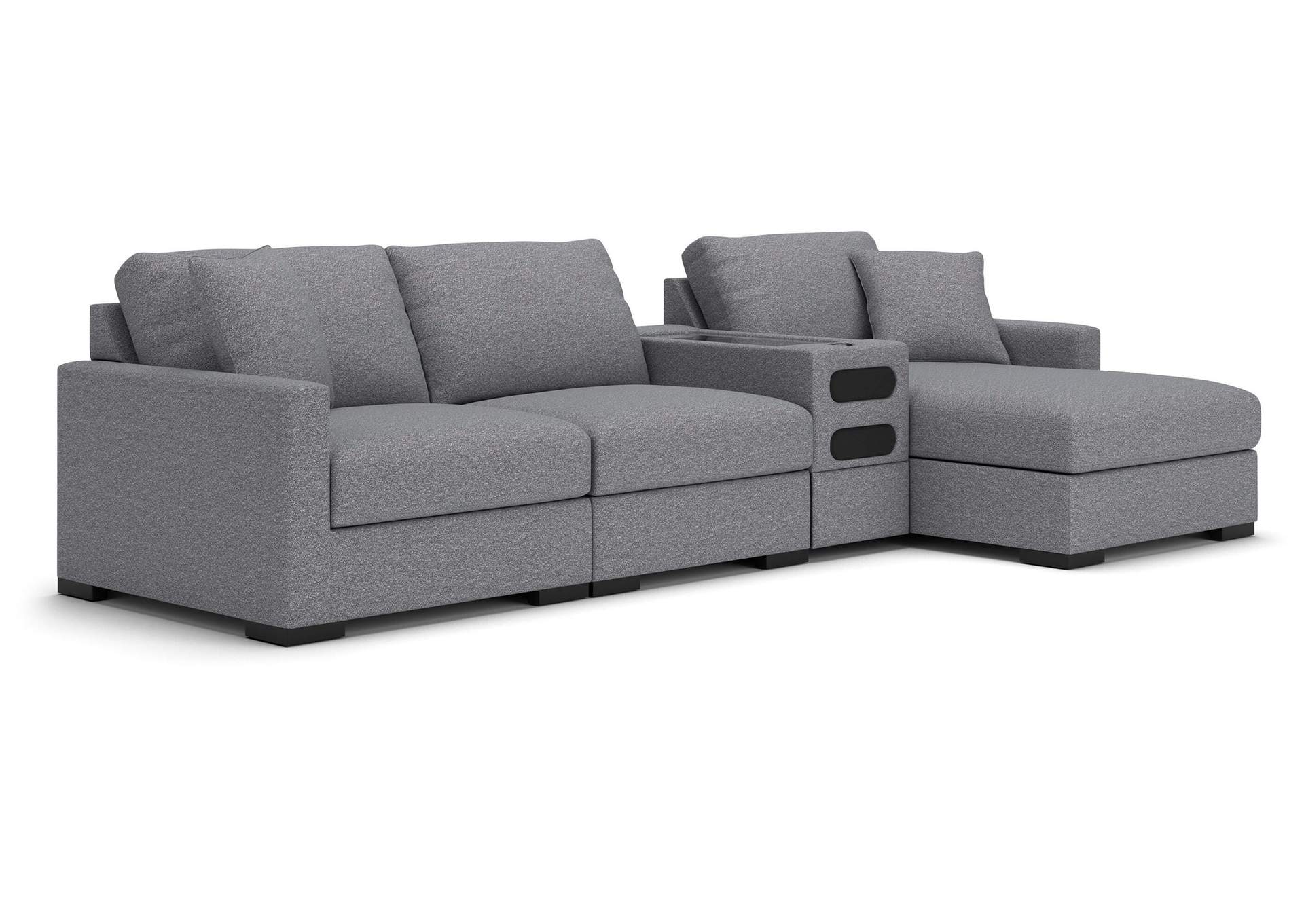 Omaha by Ashley 4-Piece Sectional with Storage Chaise and Audio Console image 1