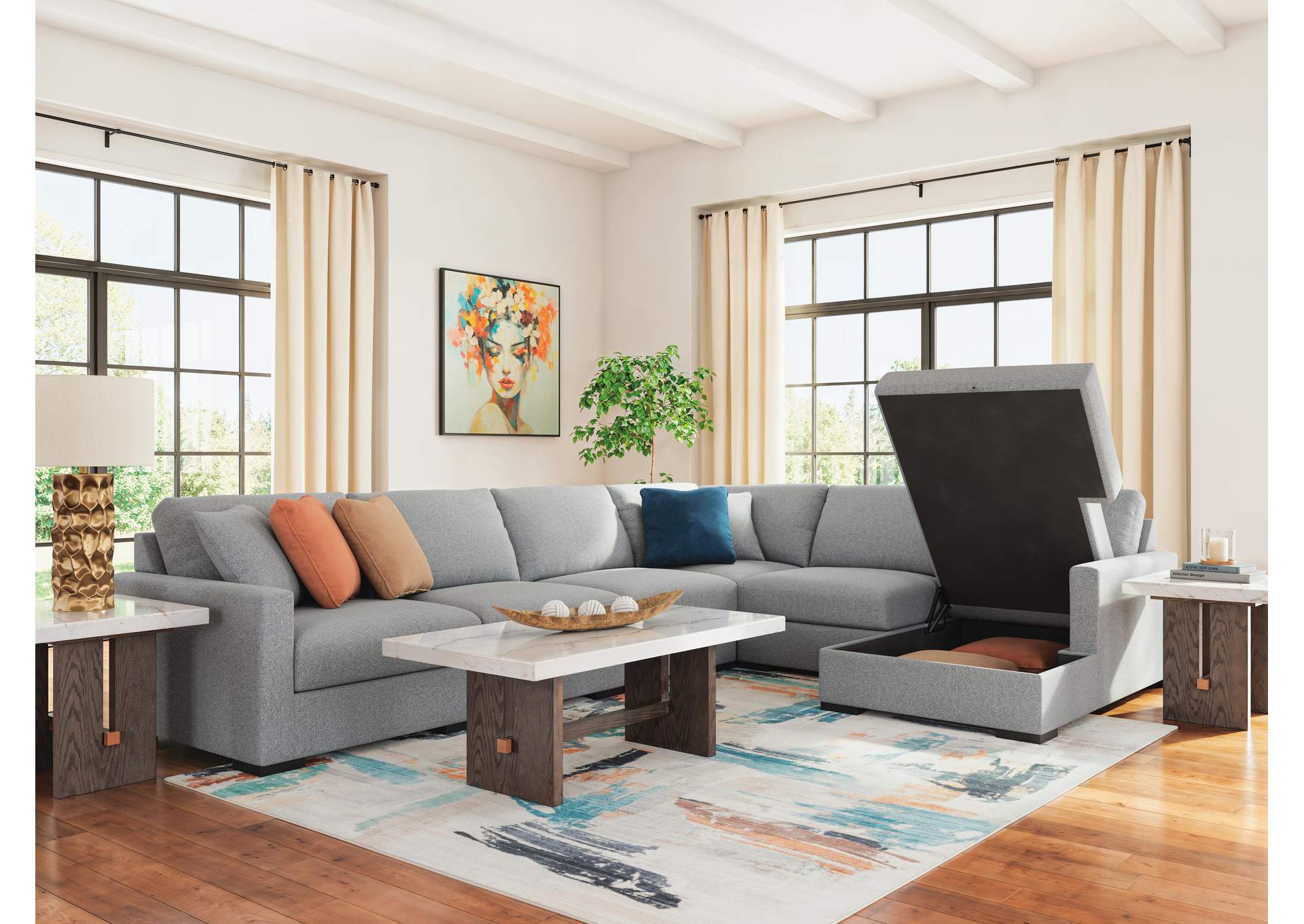 Omaha by Ashley 6-Piece Sectional with Storage Chaise image 8