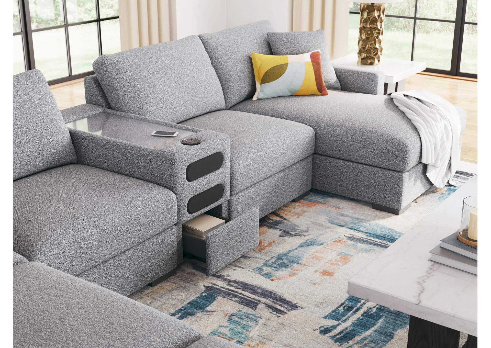 Omaha by Ashley 8-Piece Sectional with Audio System and Chaise image 3