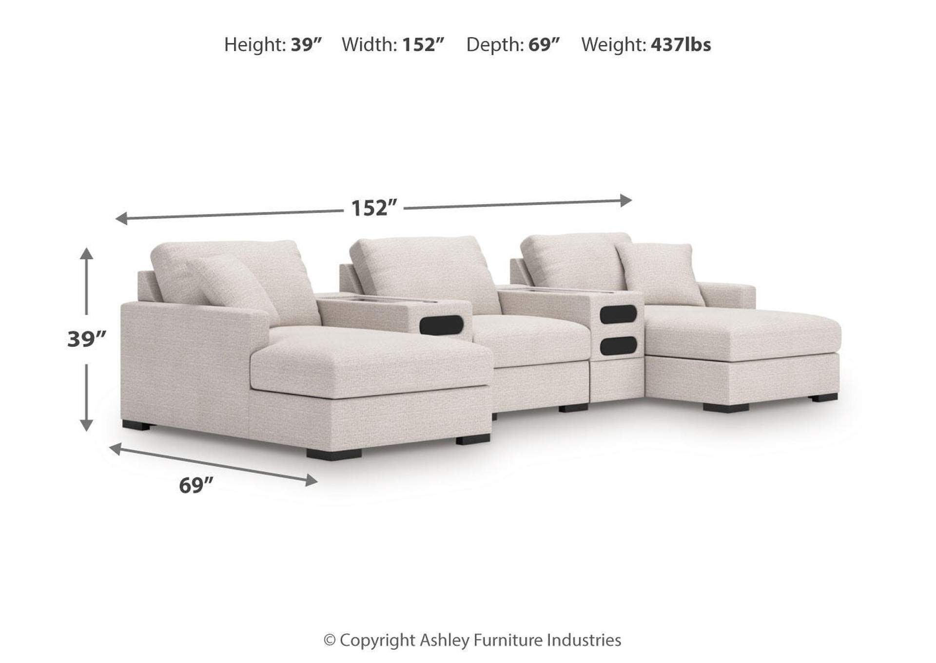 Omaha by Ashley 5-Piece Double Storage Chaise Sectional with Audio Consoles image 5