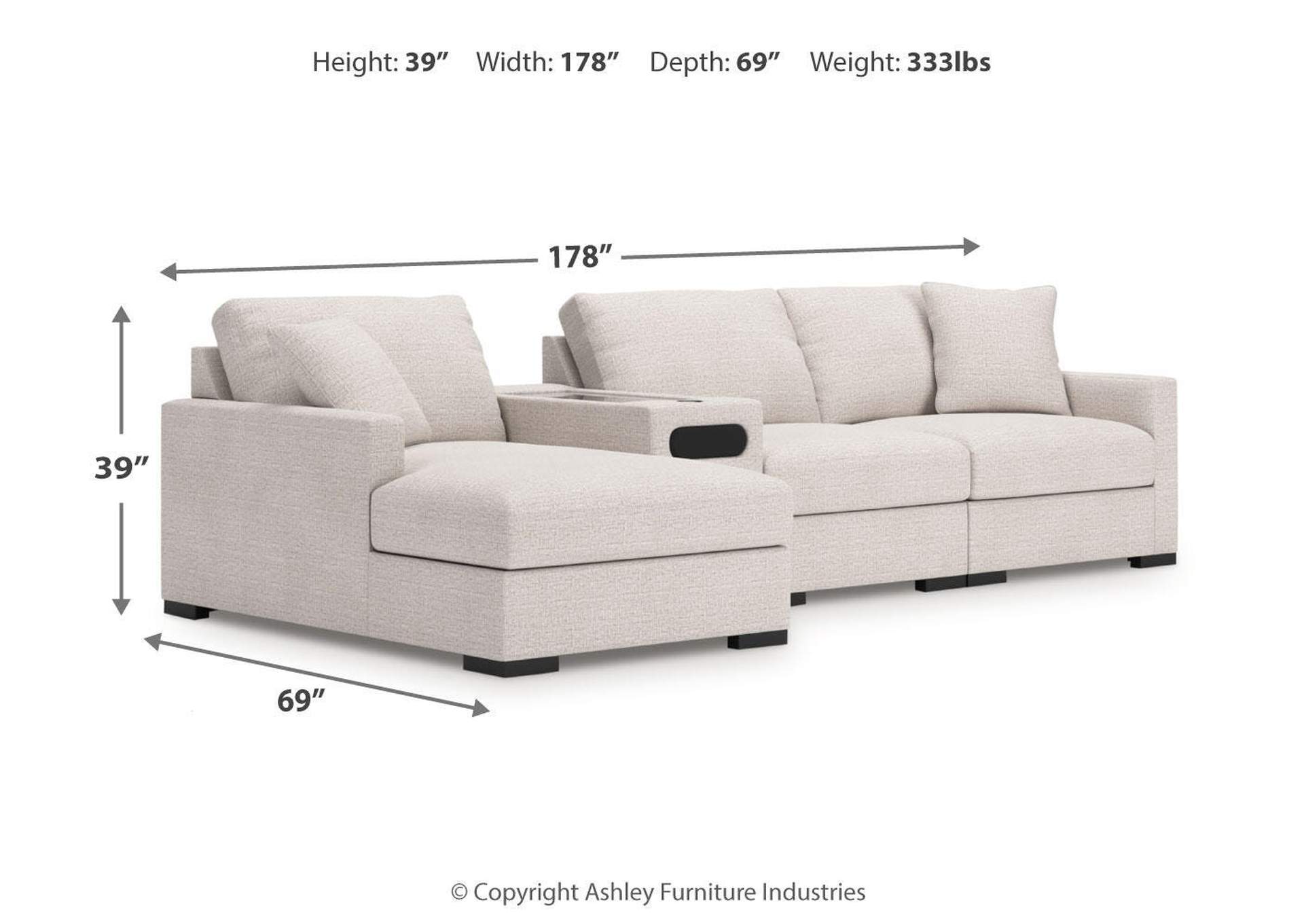 Omaha by Ashley 4-Piece Sectional with Storage Chaise and Audio Console image 3