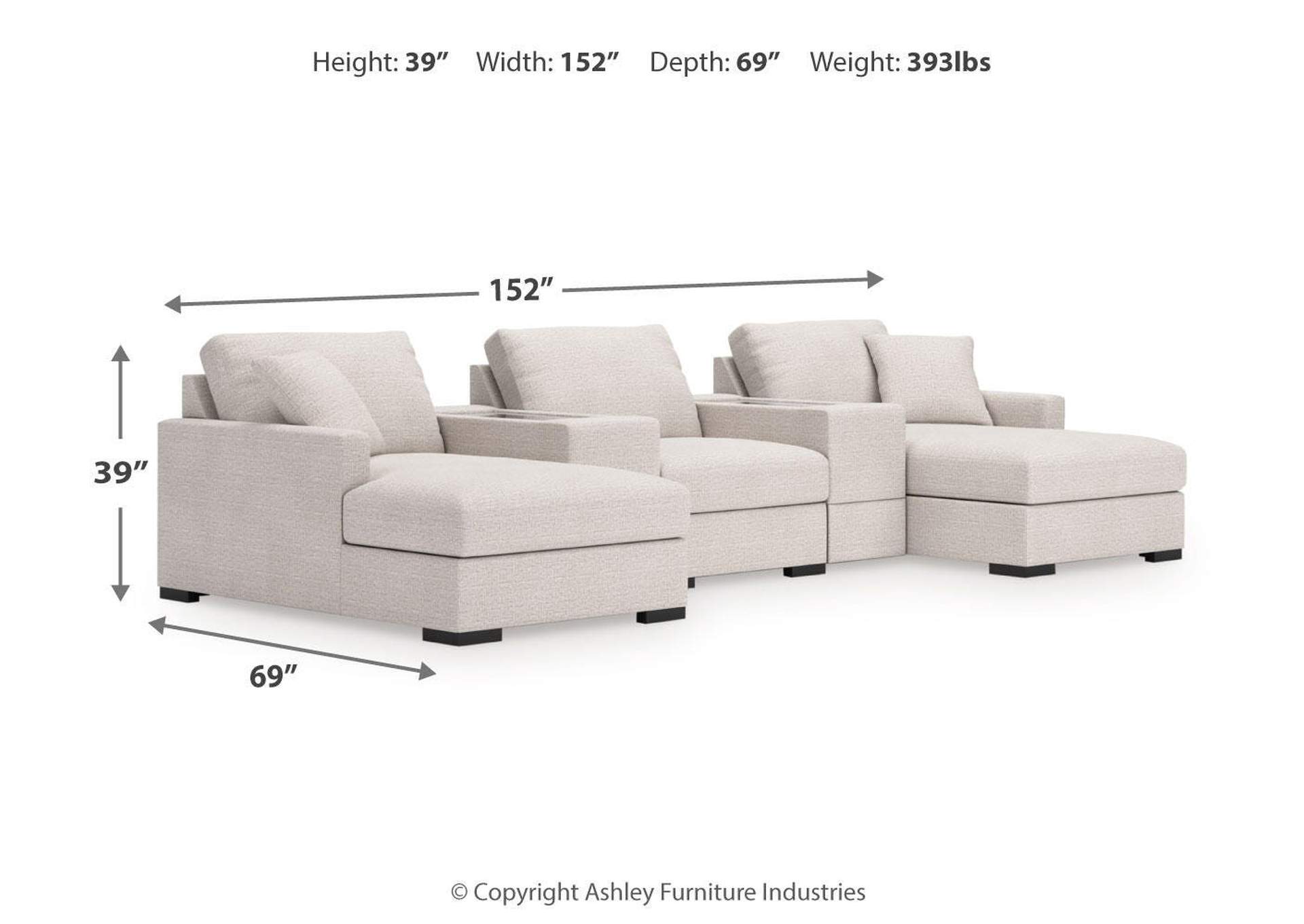 Omaha by Ashley 5-Piece Double Storage Chaise Sectional with Storage Consoles image 2