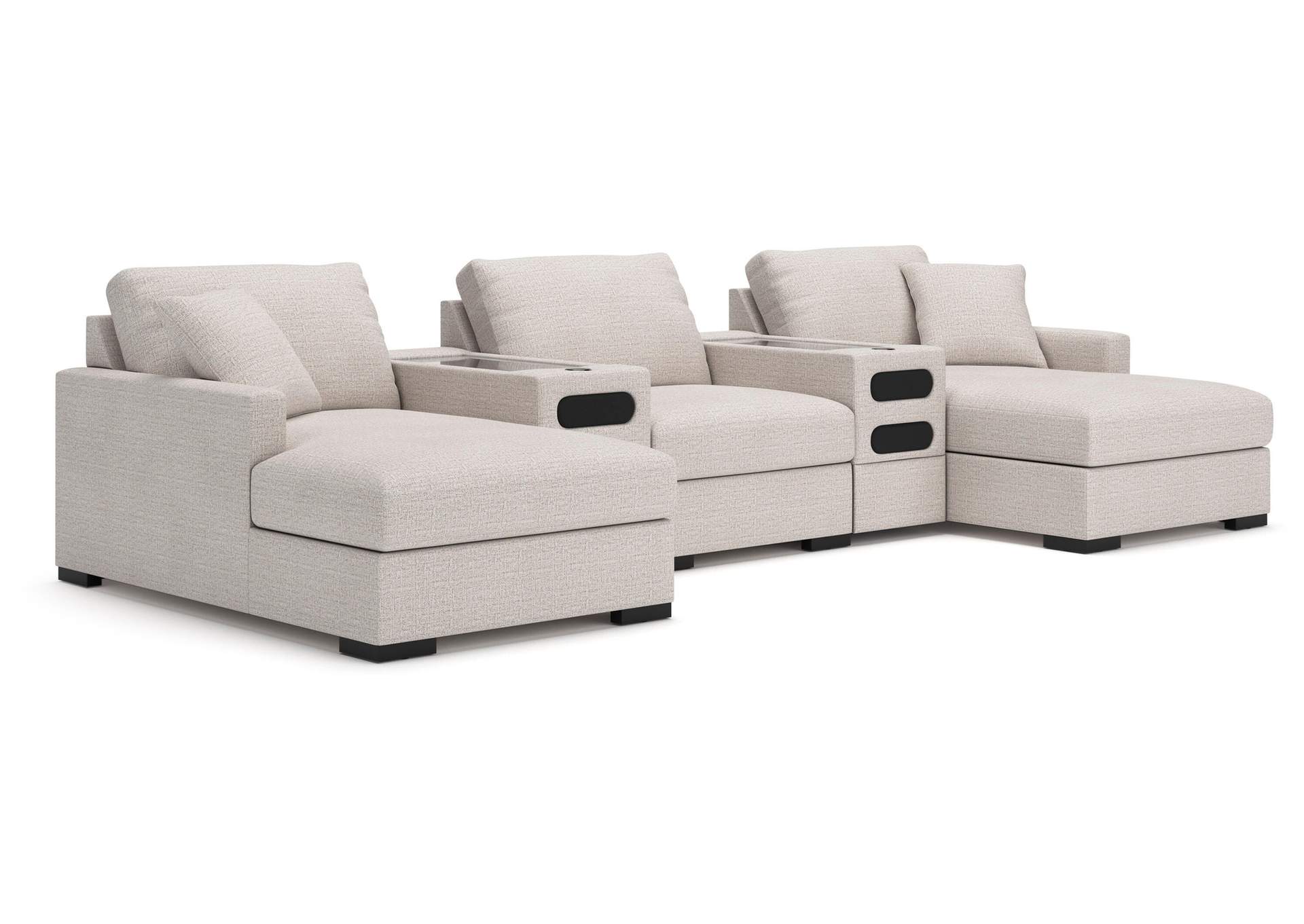 Omaha by Ashley 5-Piece Double Storage Chaise Sectional with Audio Consoles image 1