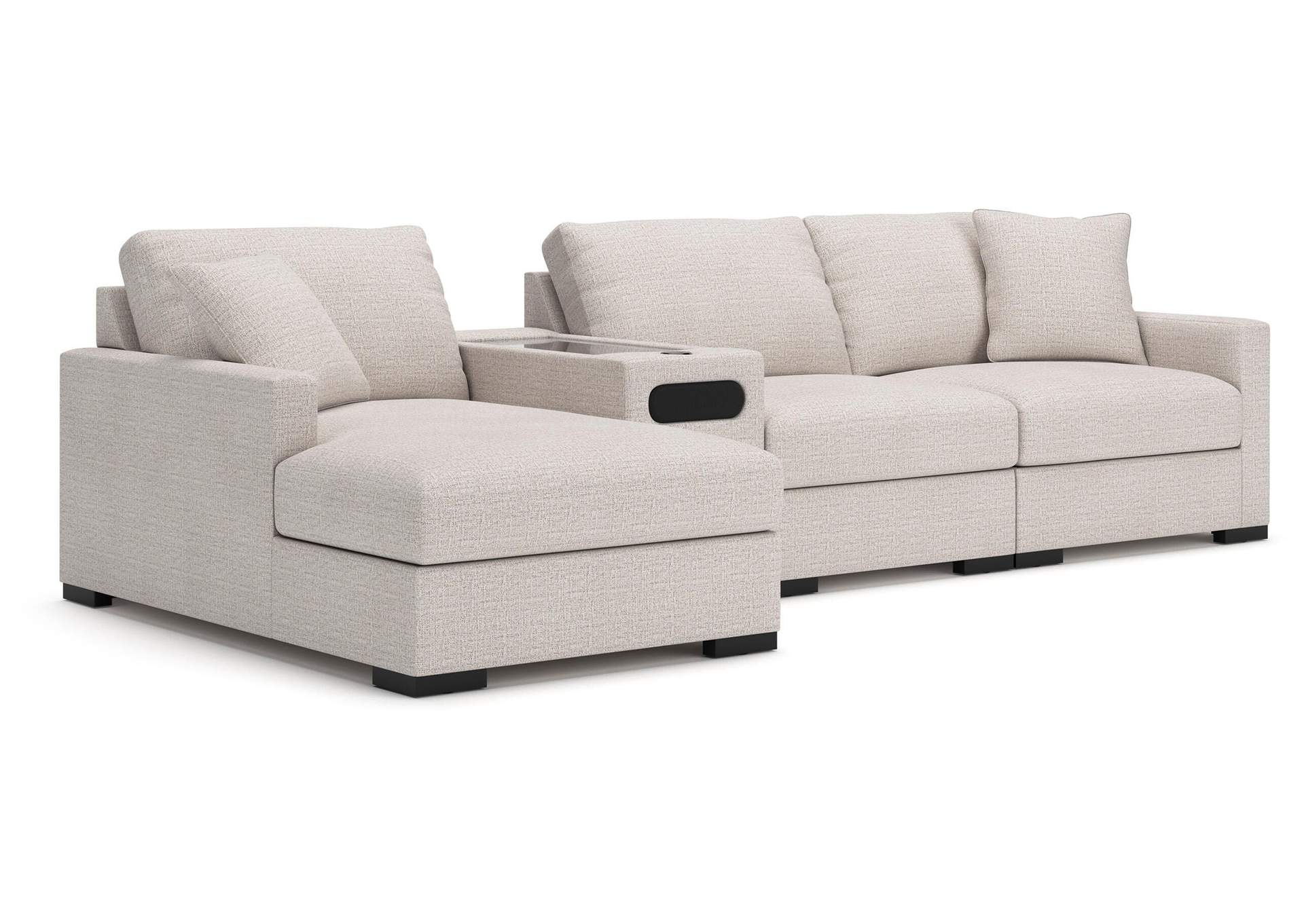 Omaha by Ashley 4-Piece Sectional with Storage Chaise and Audio Console image 1