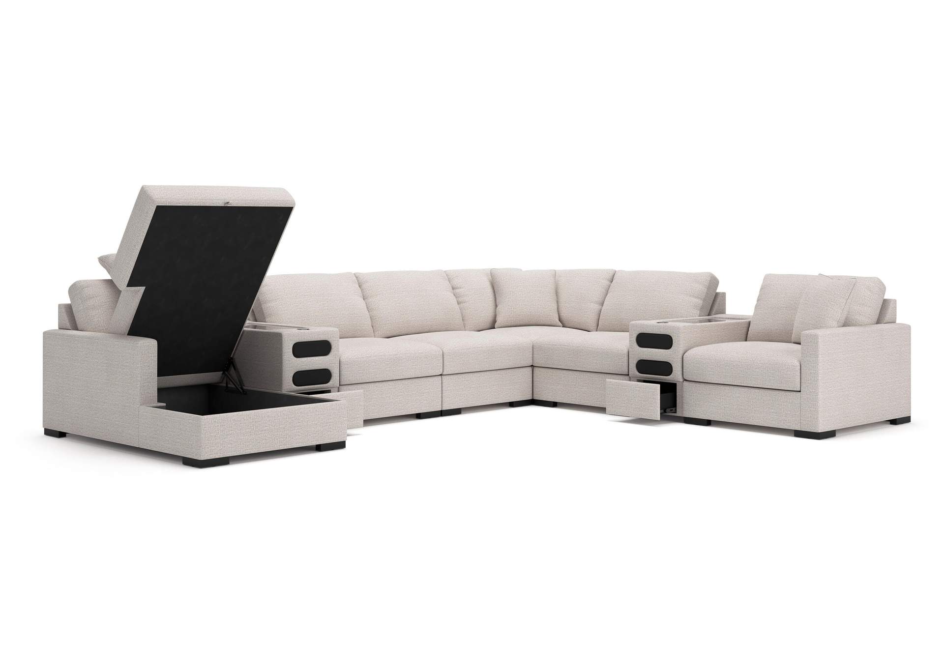 Omaha by Ashley 8-Piece Sectional with Storage Chaise and Audio Consoles image 3