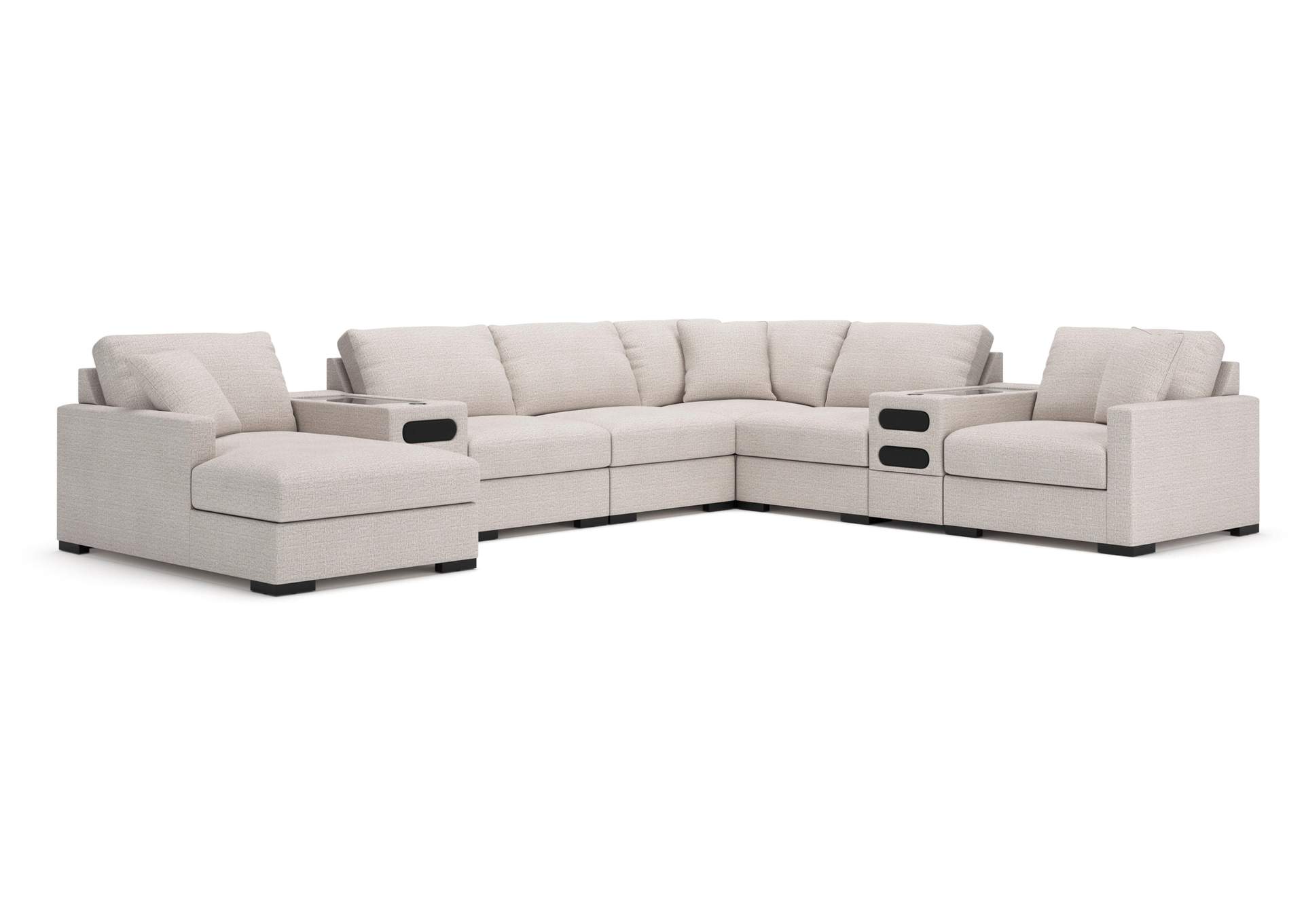 Omaha by Ashley 8-Piece Sectional with Storage Chaise and Audio Consoles image 1