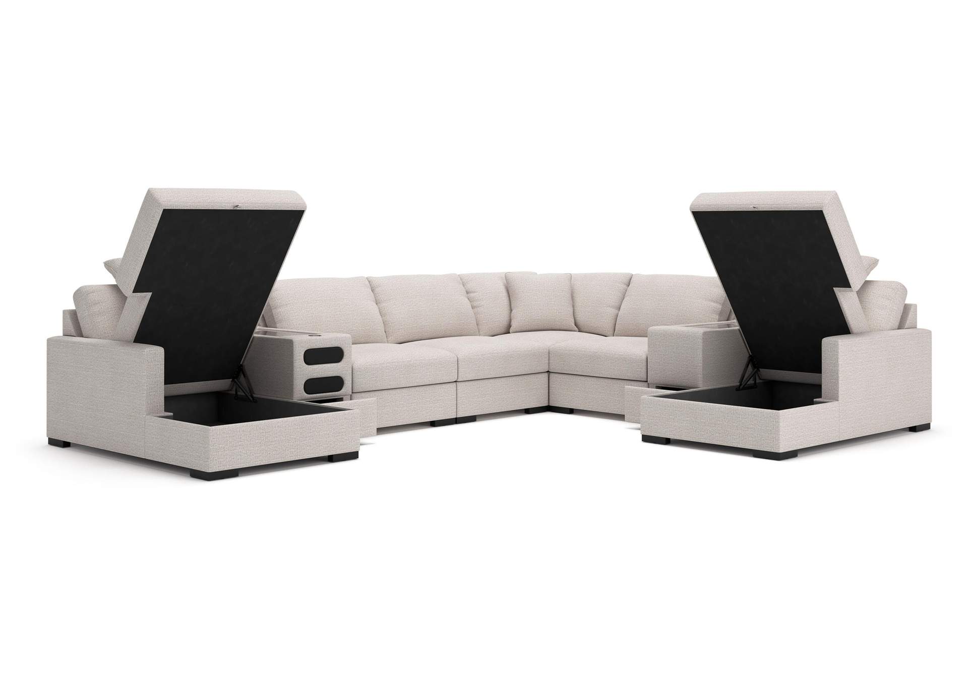 Omaha by Ashley 8-Piece Double Storage Chaise Sectional with Audio and Storage Consoles image 2