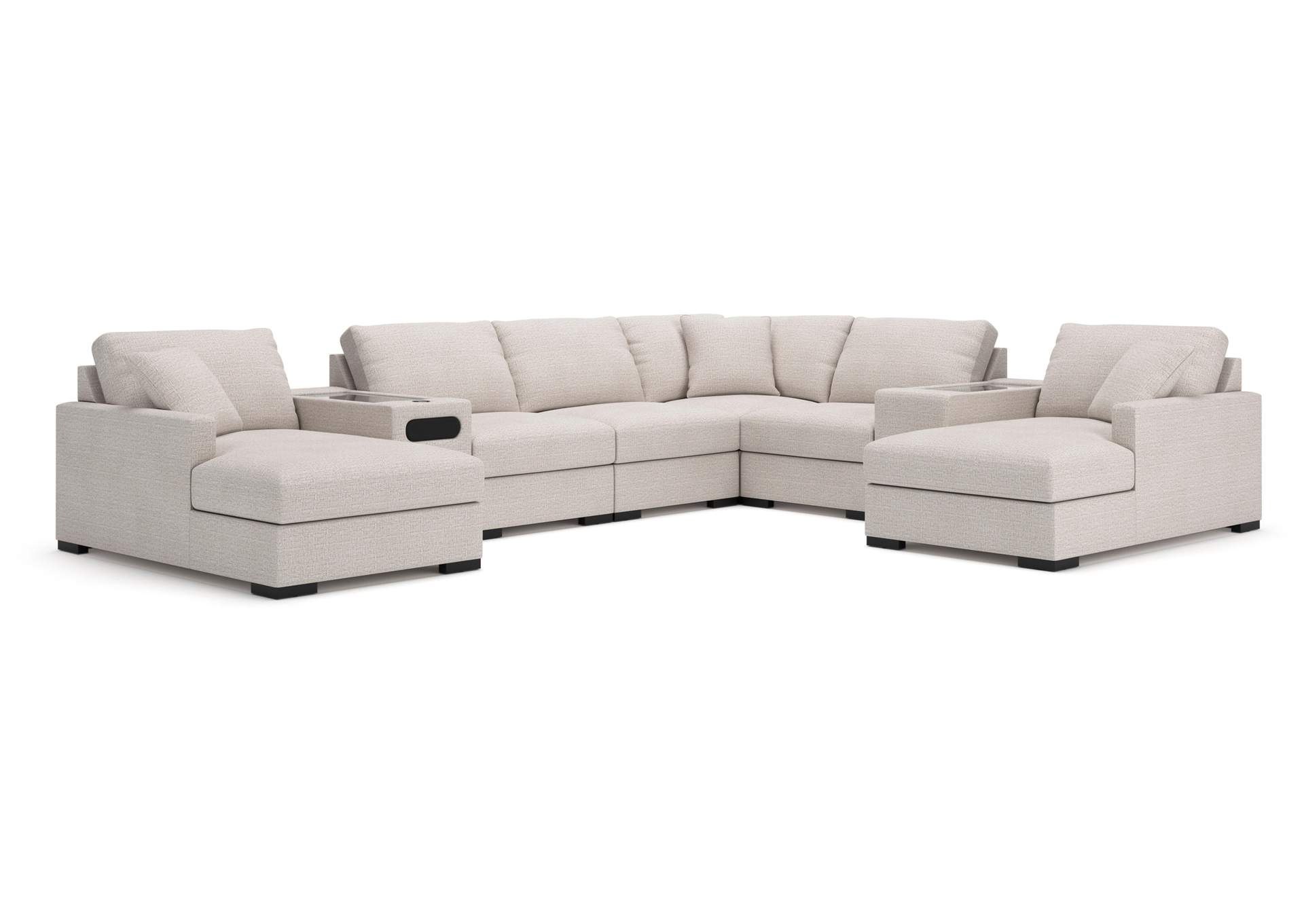 Omaha by Ashley 8-Piece Double Storage Chaise Sectional with Audio and Storage Consoles image 1
